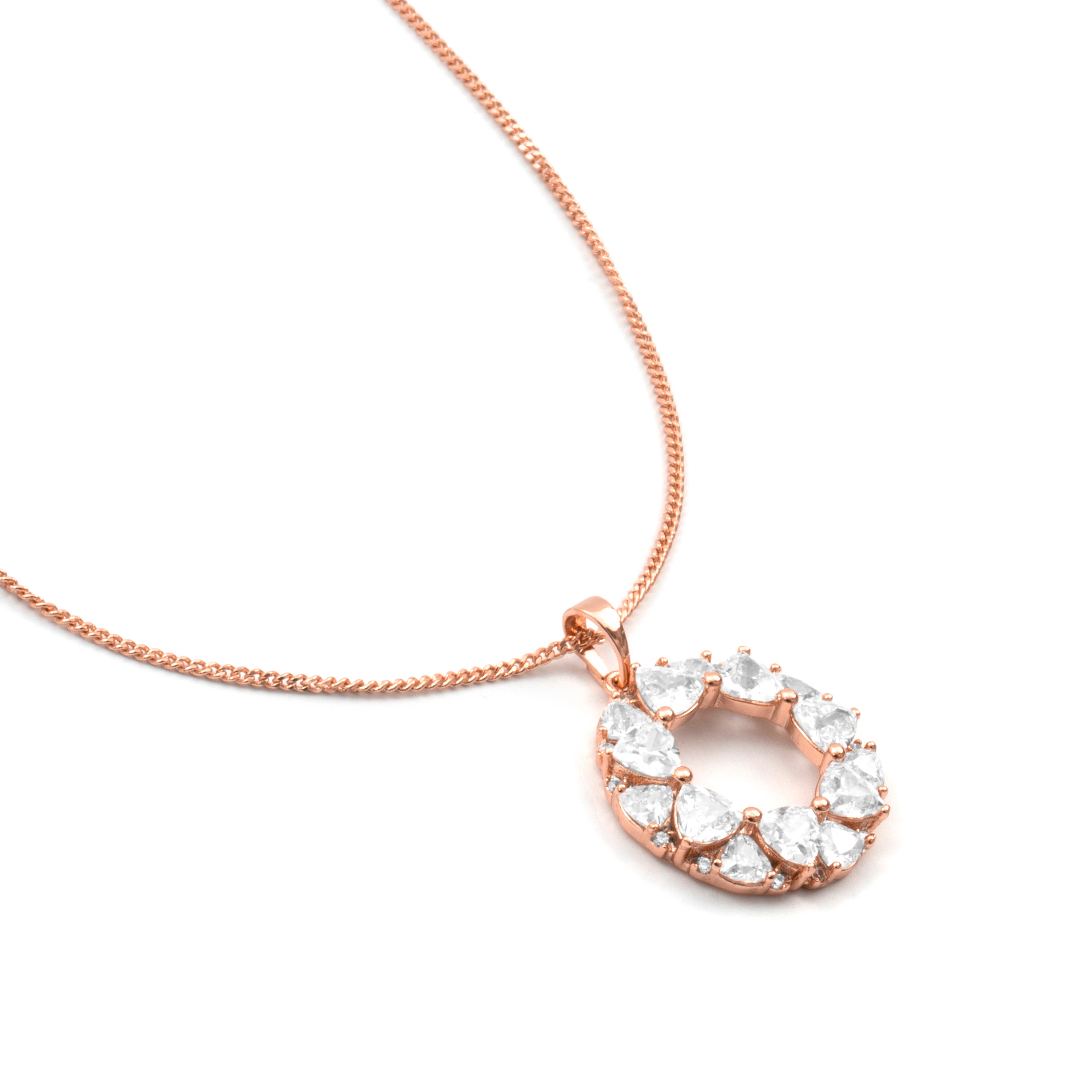 Bright Zircon Necklace with 18k Rose Gold Finish - Baenta