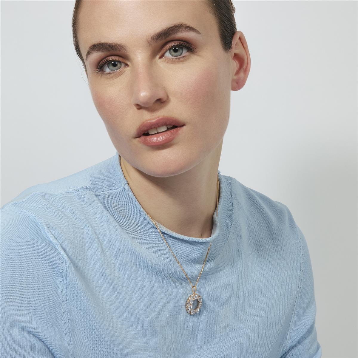 Bright Zircon Necklace with 18k Rose Gold Finish - Baenta