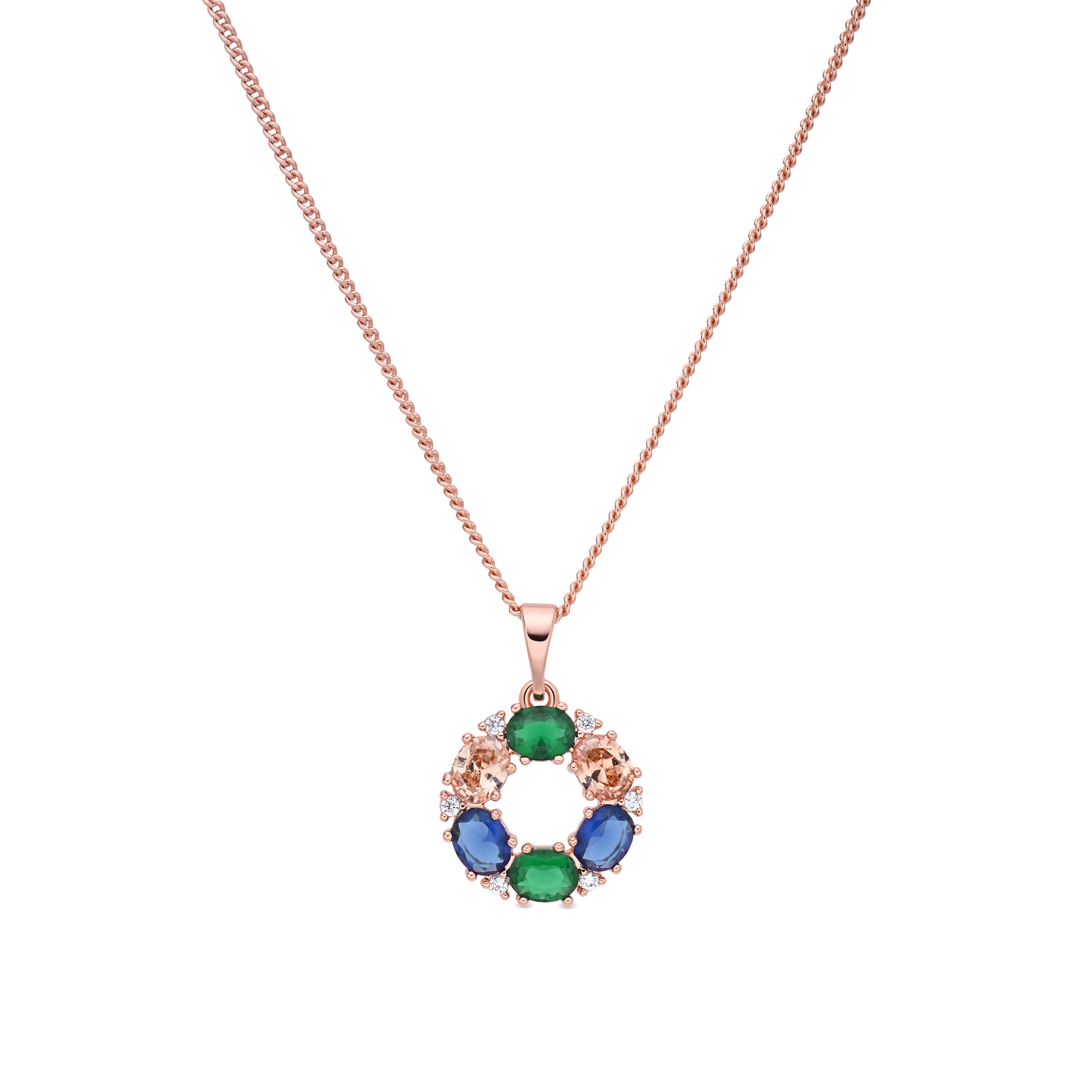 Multicolored Zircon Necklace with 18k Rose Gold Finish - Jafne