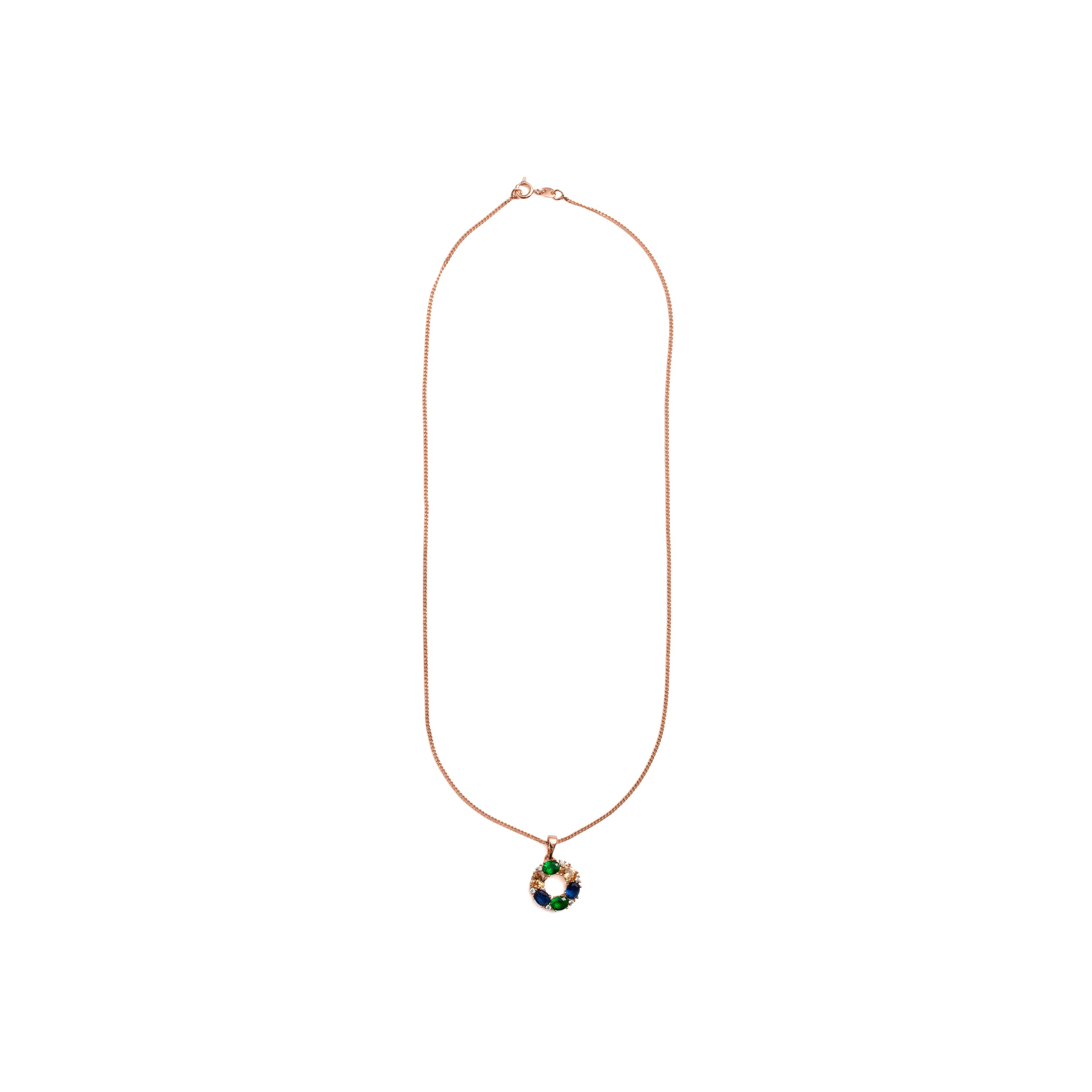 Multicolored Zircon Necklace with 18k Rose Gold Finish - Jafne