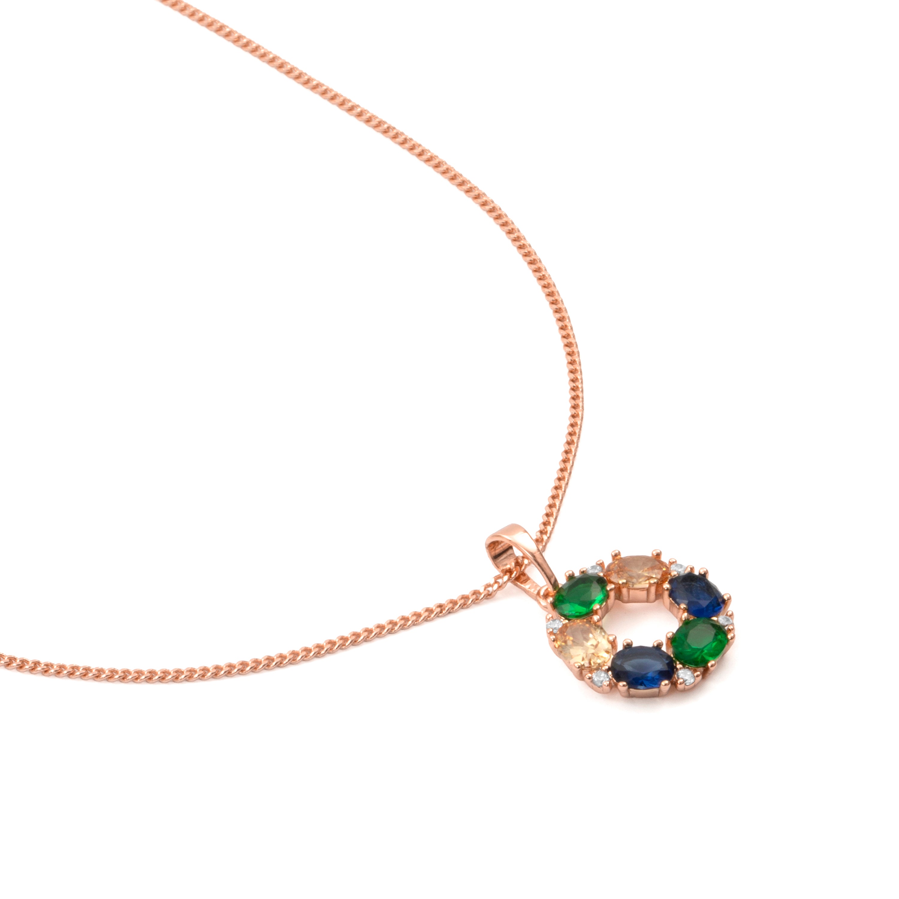 Multicolored Zircon Necklace with 18k Rose Gold Finish - Jafne
