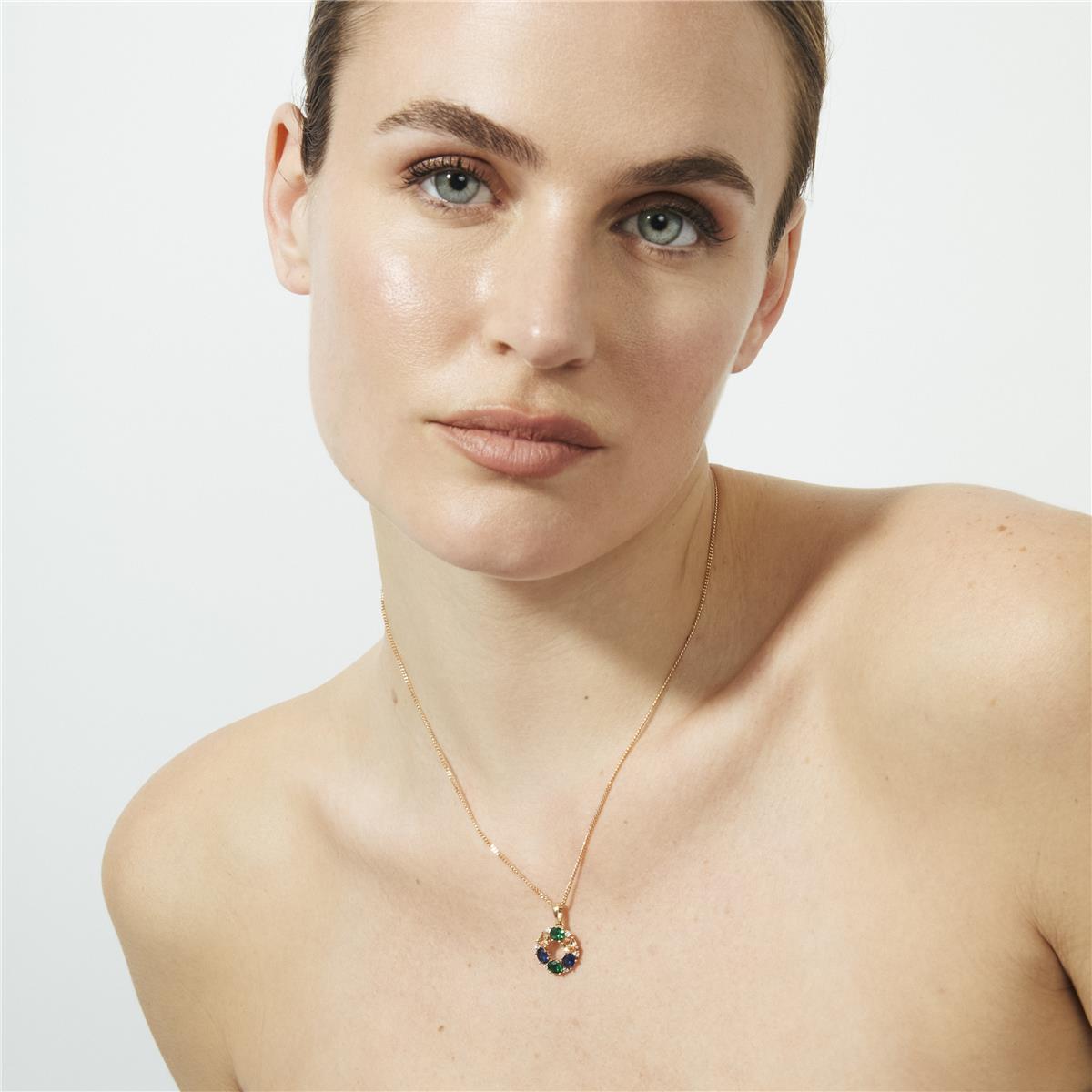 Multicolored Zircon Necklace with 18k Rose Gold Finish - Jafne