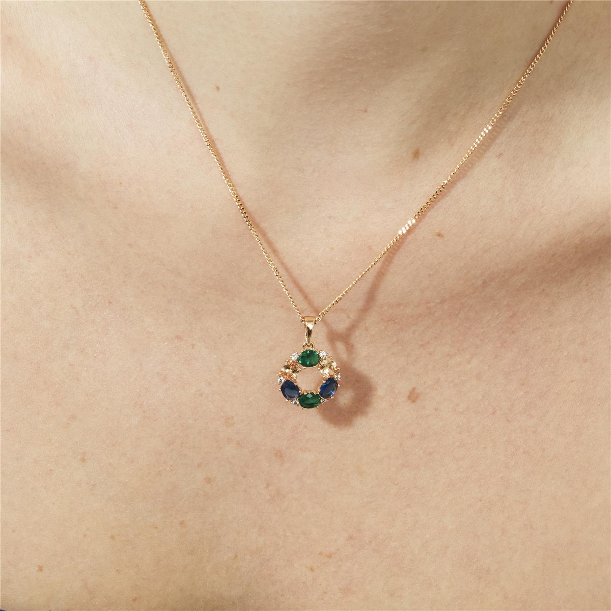 Multicolored Zircon Necklace with 18k Rose Gold Finish - Jafne