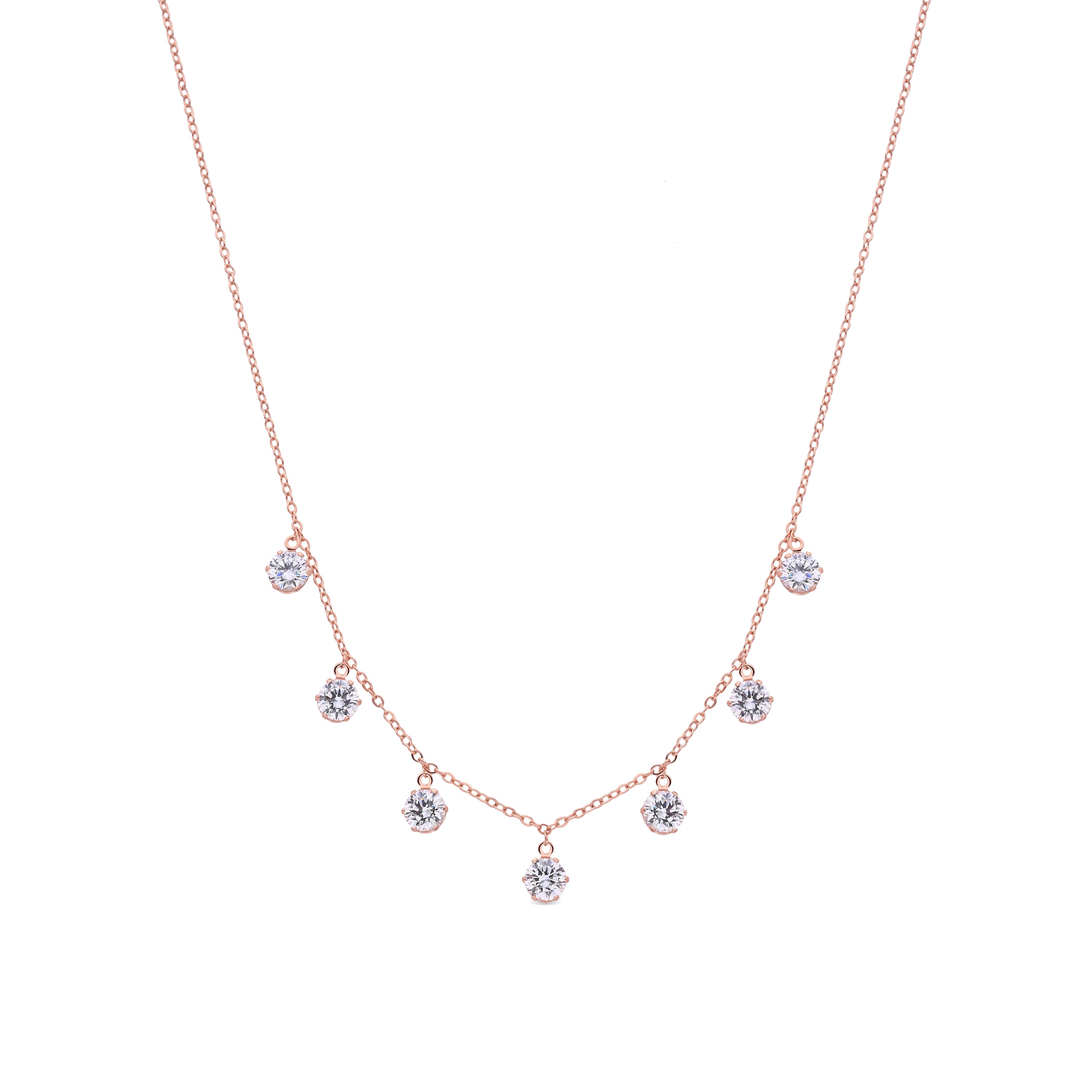Collana con zircone brillante finitura in oro rosa 18k - Coaro