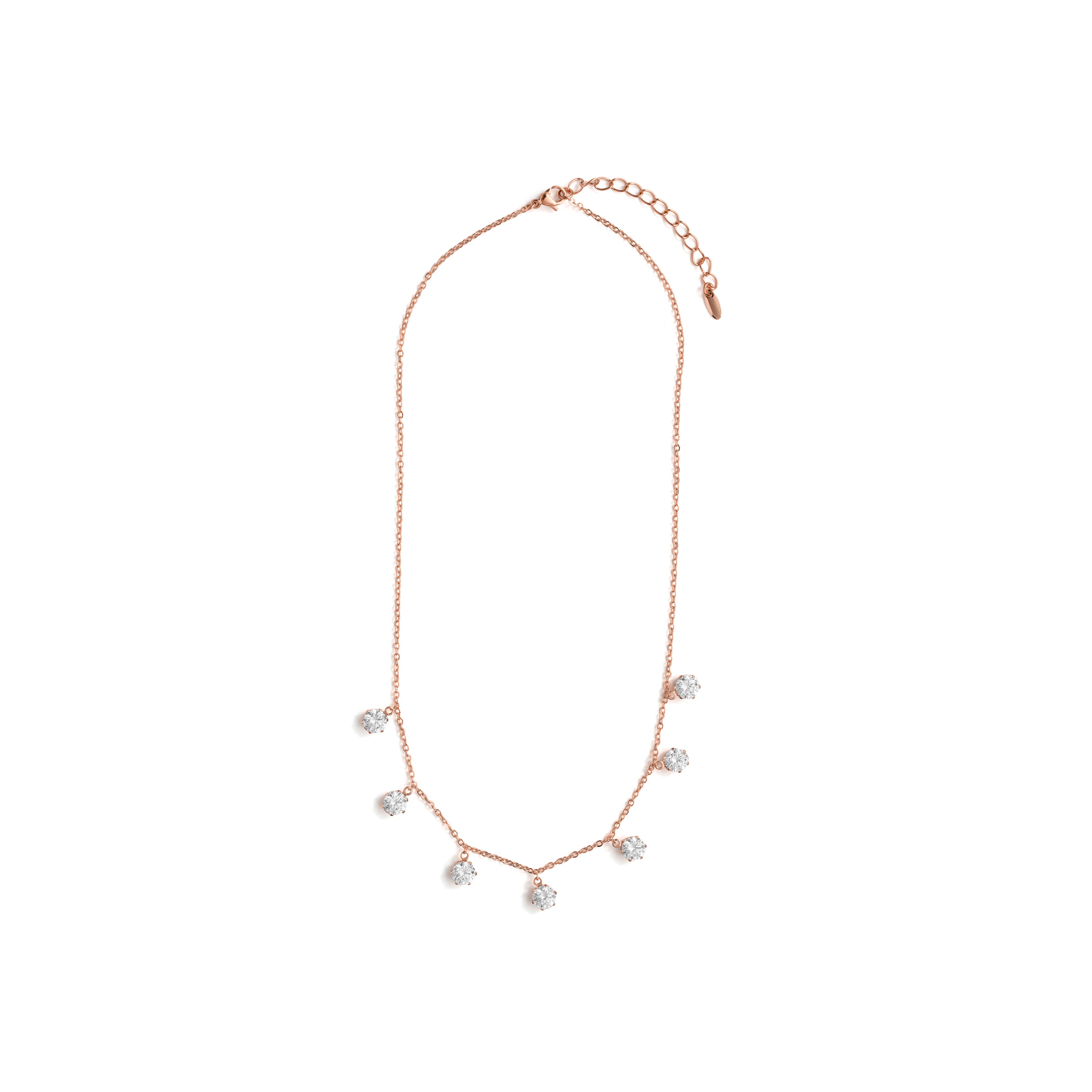 Collana con zircone brillante finitura in oro rosa 18k - Coaro