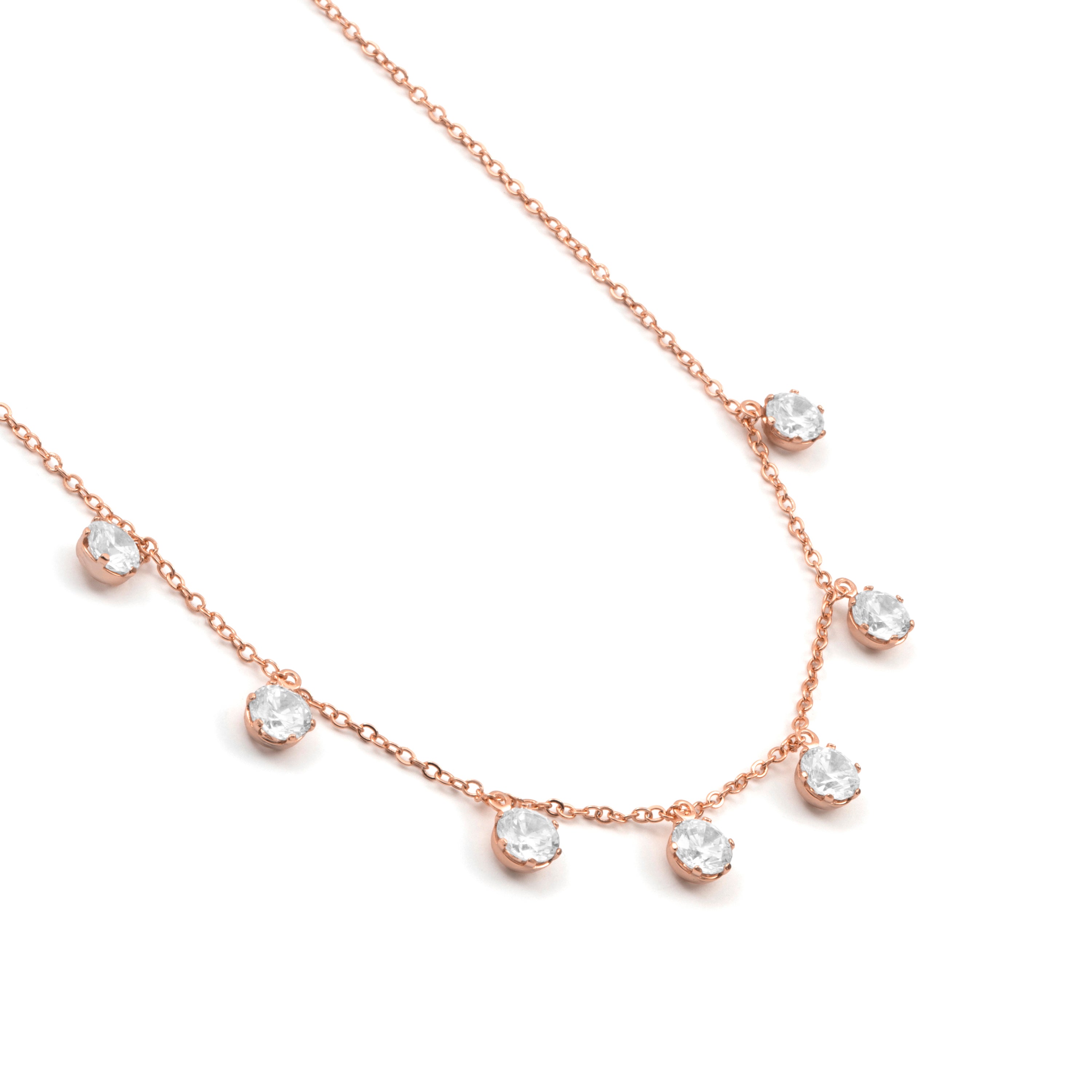 Collana con zircone brillante finitura in oro rosa 18k - Coaro