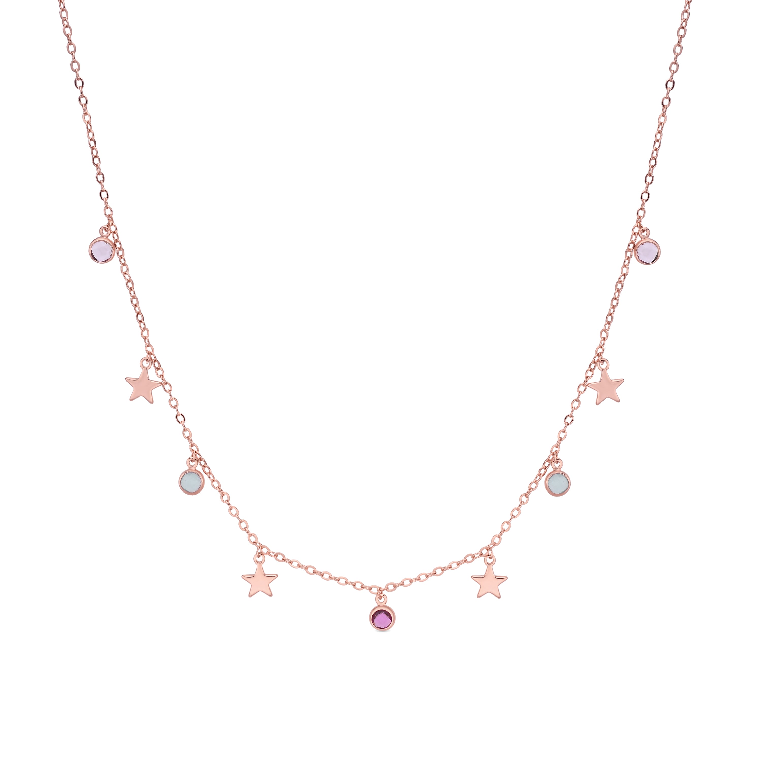 Multifarbige Zirkonia-Halskette mit 18k Roségold-Finish - Varwi