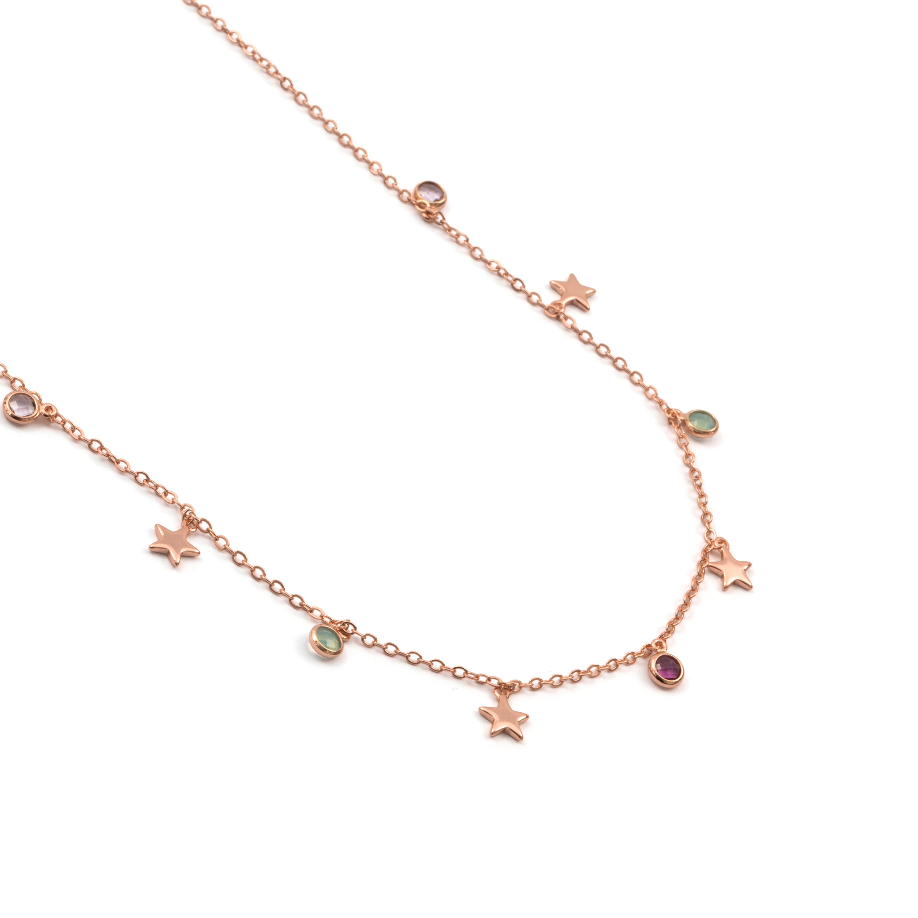 Collier en zircon multicolore finition or rose 18 carats - Varwi
