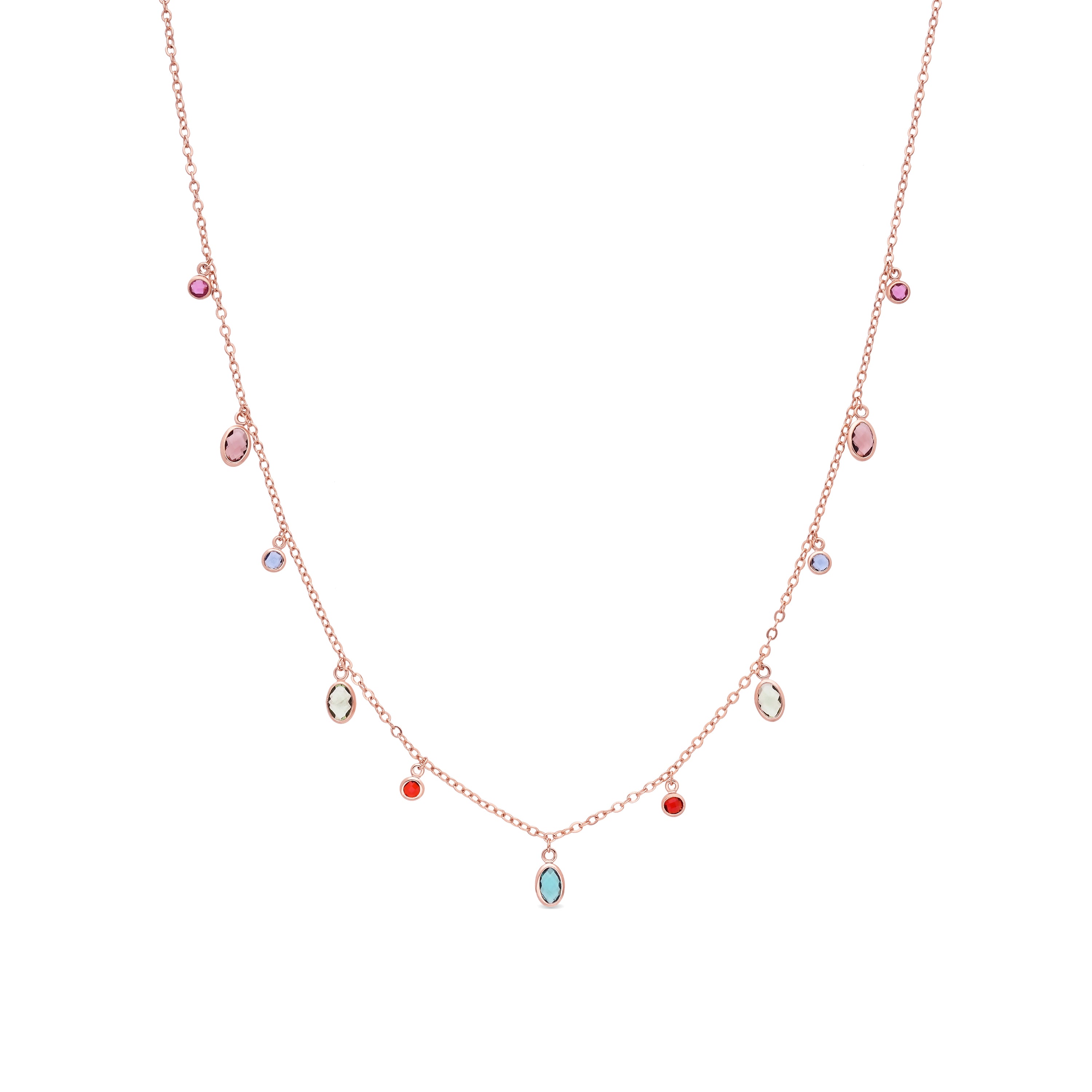 Collana con zirconi multicolore finitura in oro rosa 18k - Orsu
