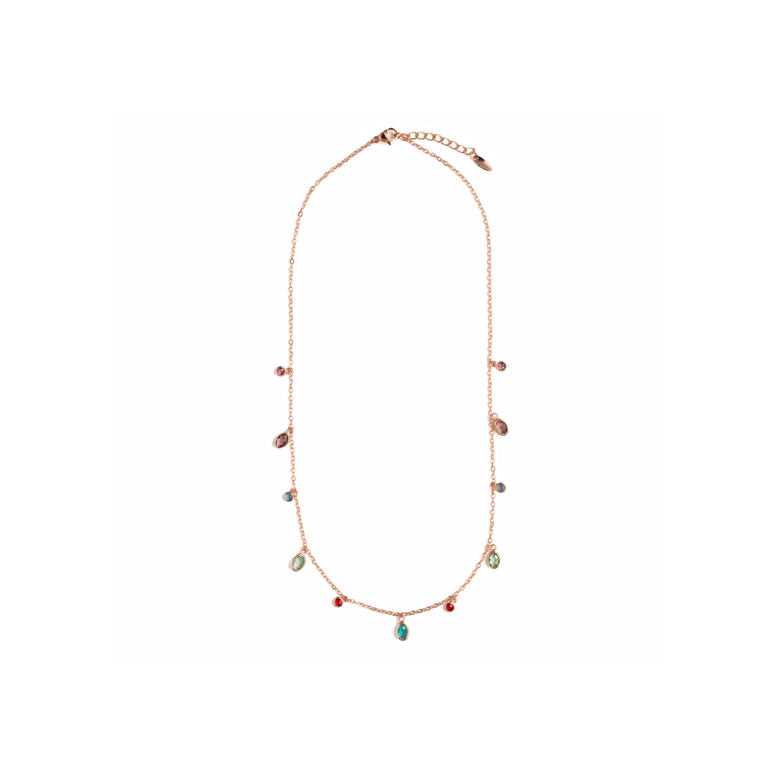 Collana con zirconi multicolore finitura in oro rosa 18k - Orsu