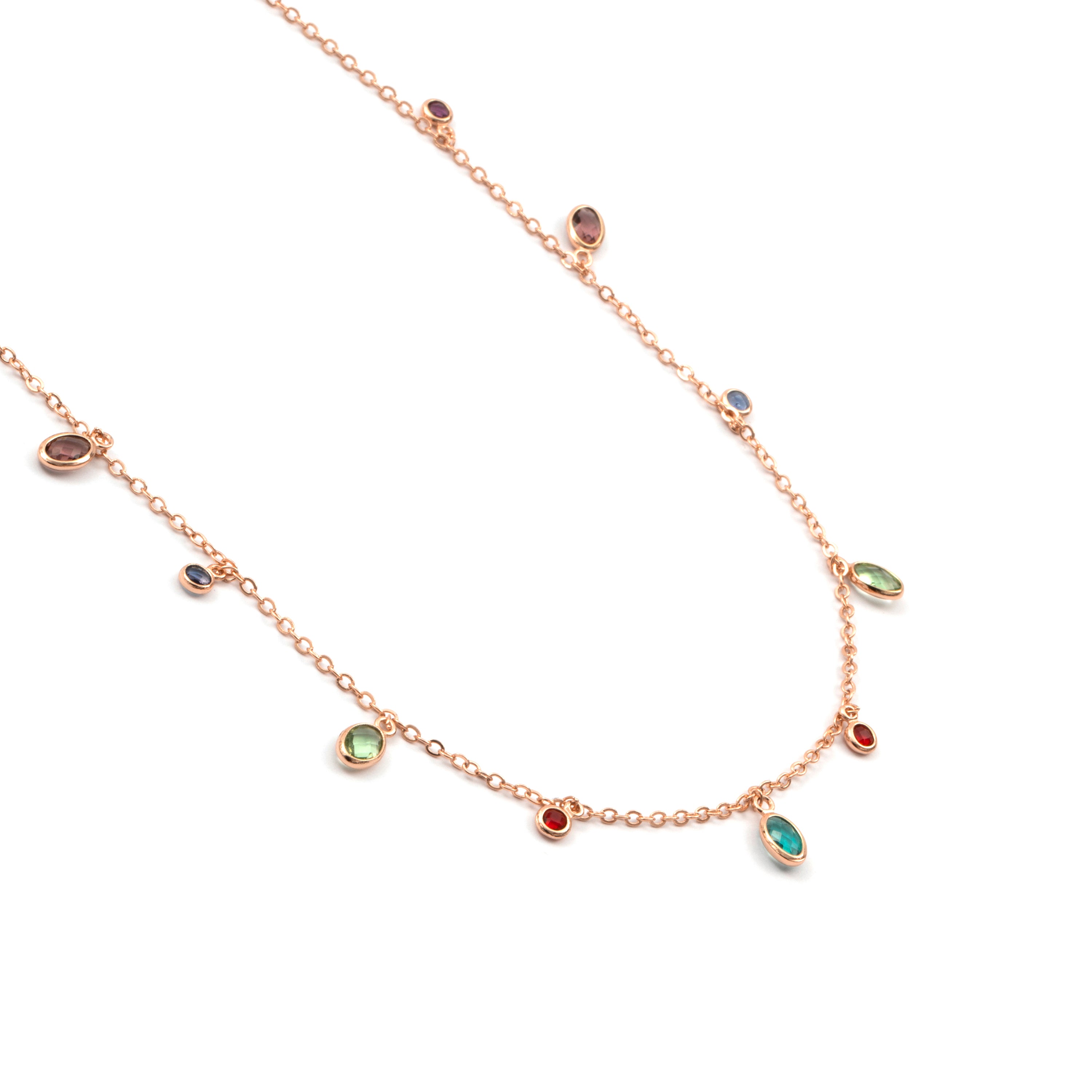 Collana con zirconi multicolore finitura in oro rosa 18k - Orsu