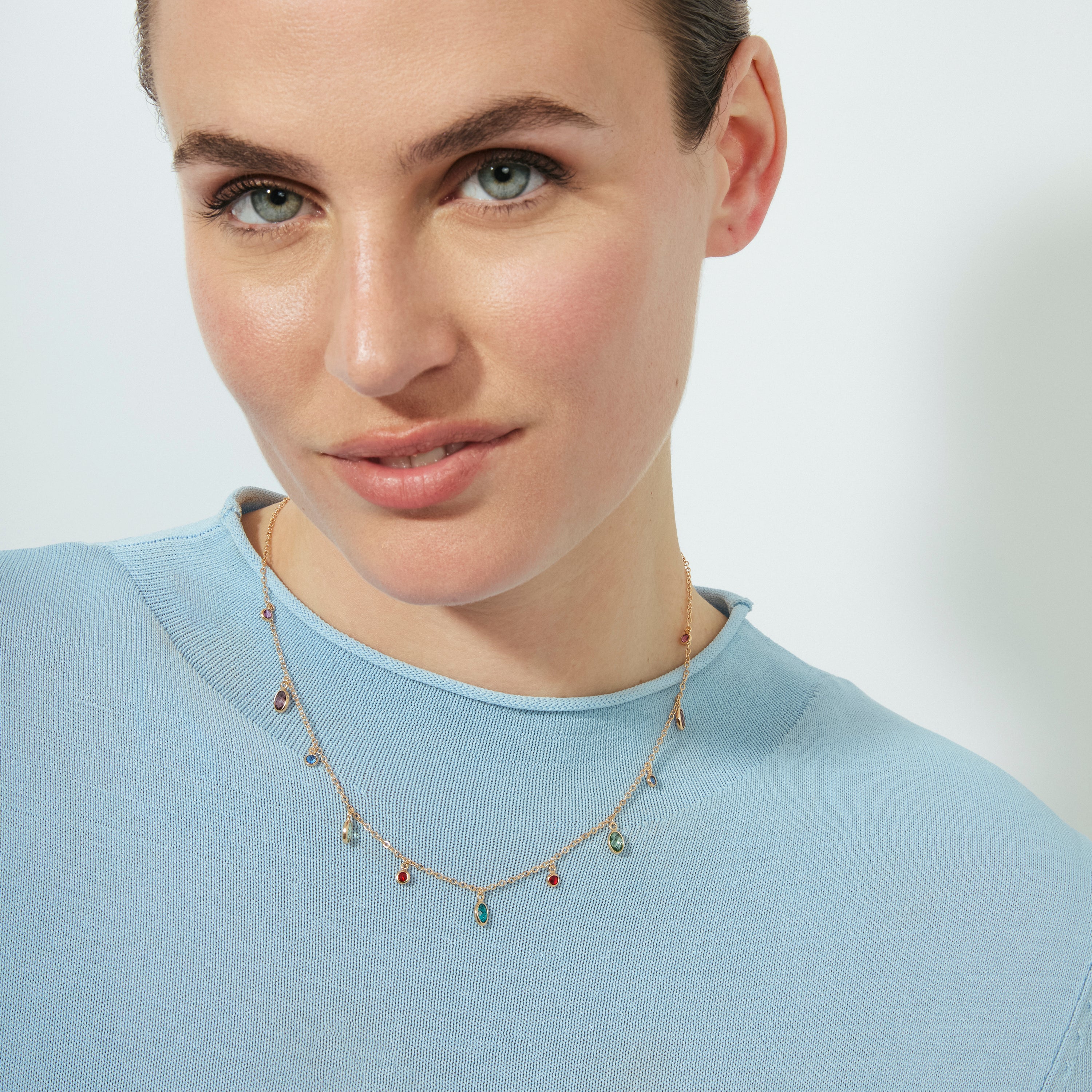 Collana con zirconi multicolore finitura in oro rosa 18k - Orsu