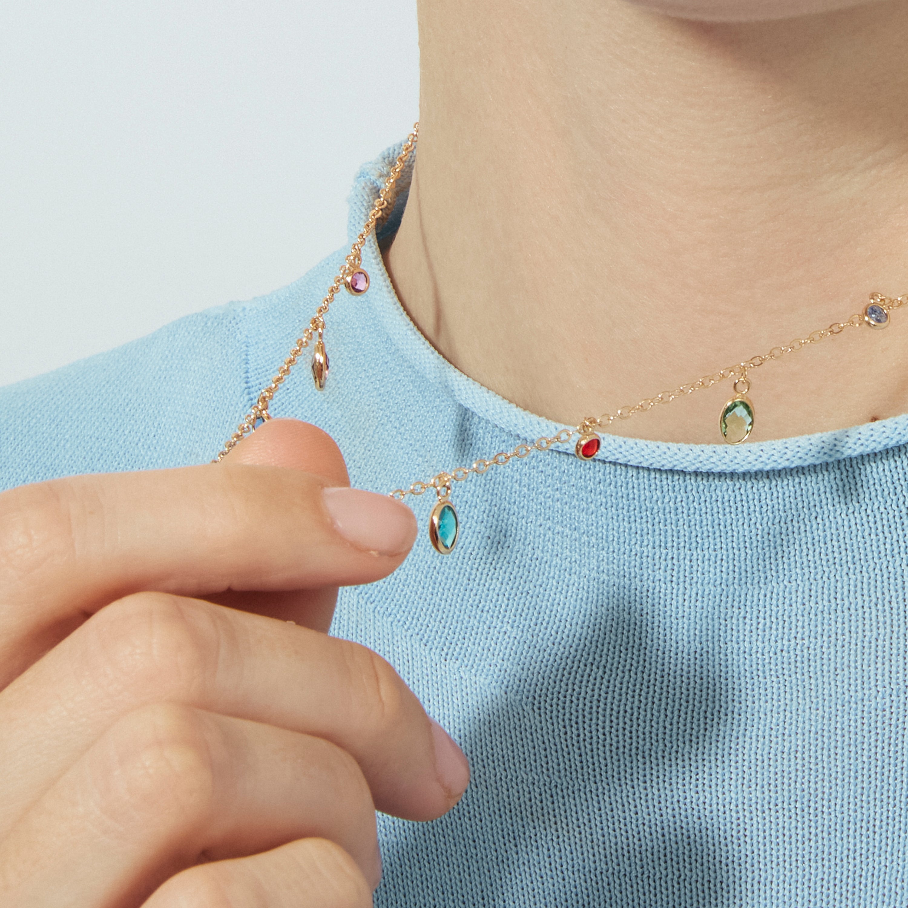 Collana con zirconi multicolore finitura in oro rosa 18k - Orsu