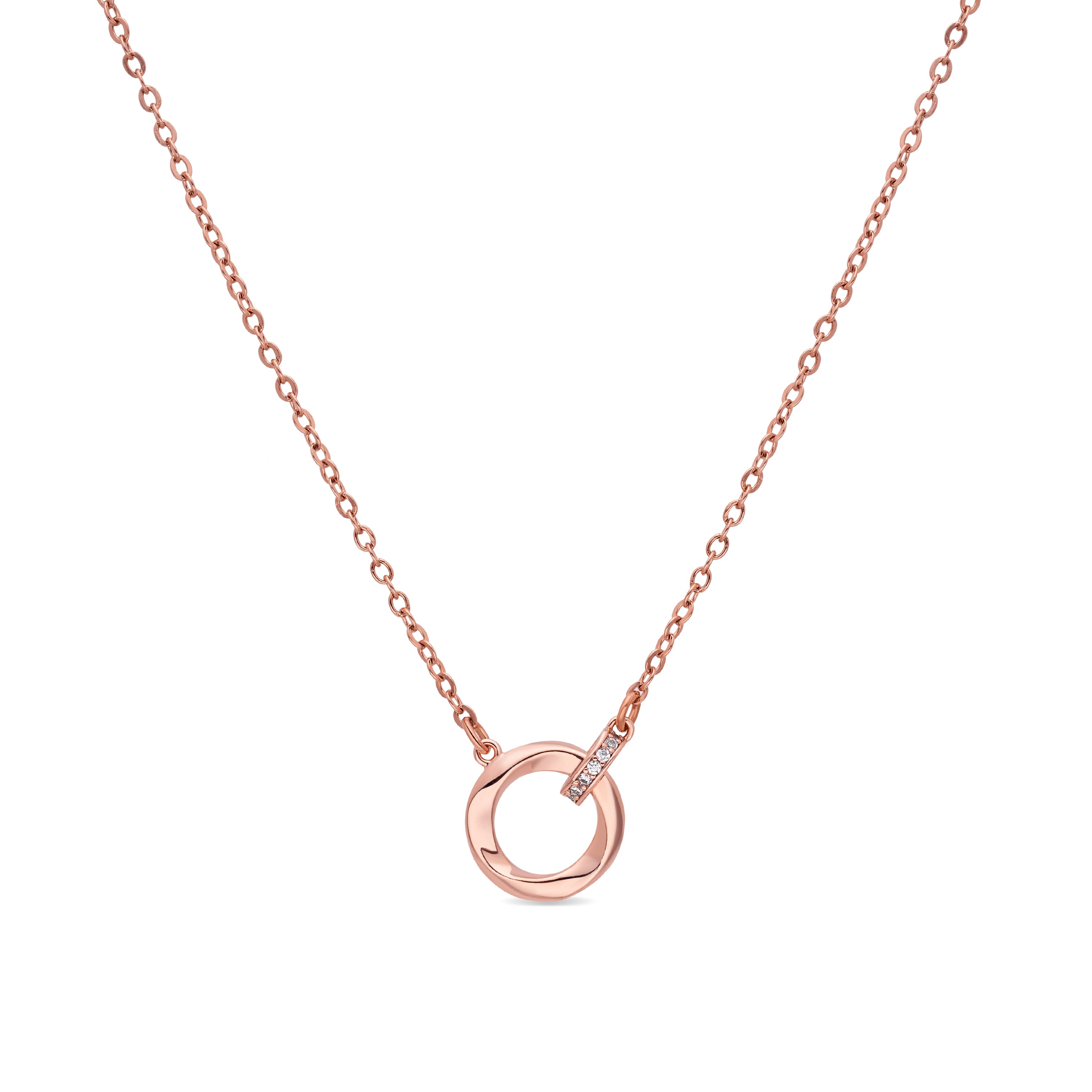 Bright Zircon Necklace with 18k Rose Gold Finish - Sarok