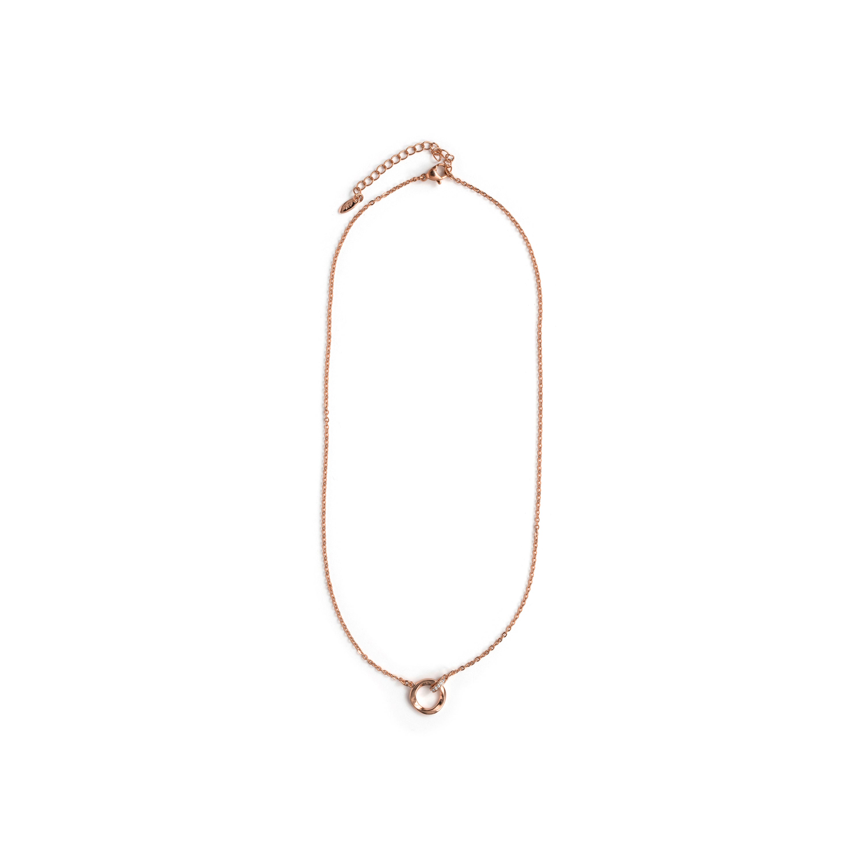 Bright Zircon Necklace with 18k Rose Gold Finish - Sarok