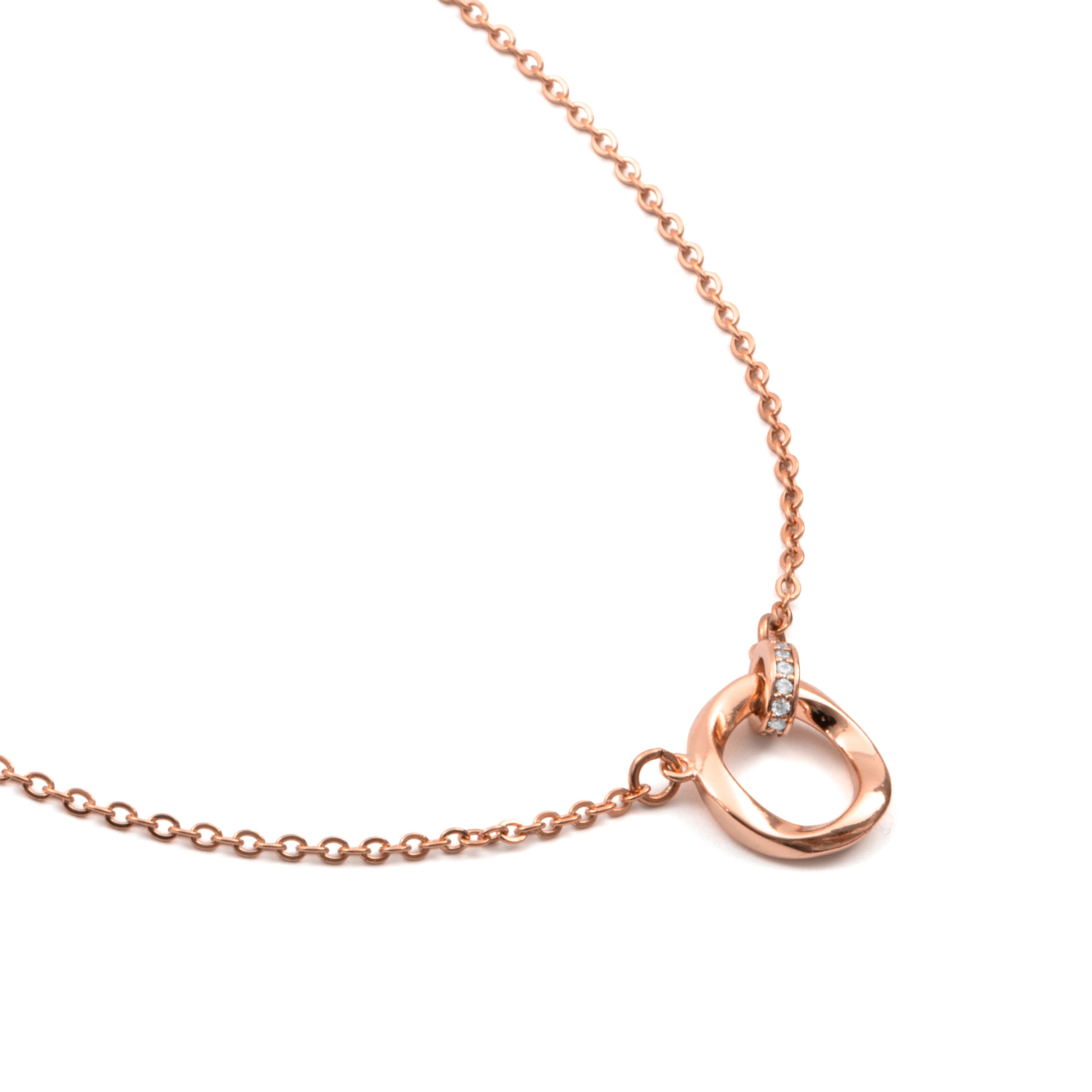 Bright Zircon Necklace with 18k Rose Gold Finish - Sarok