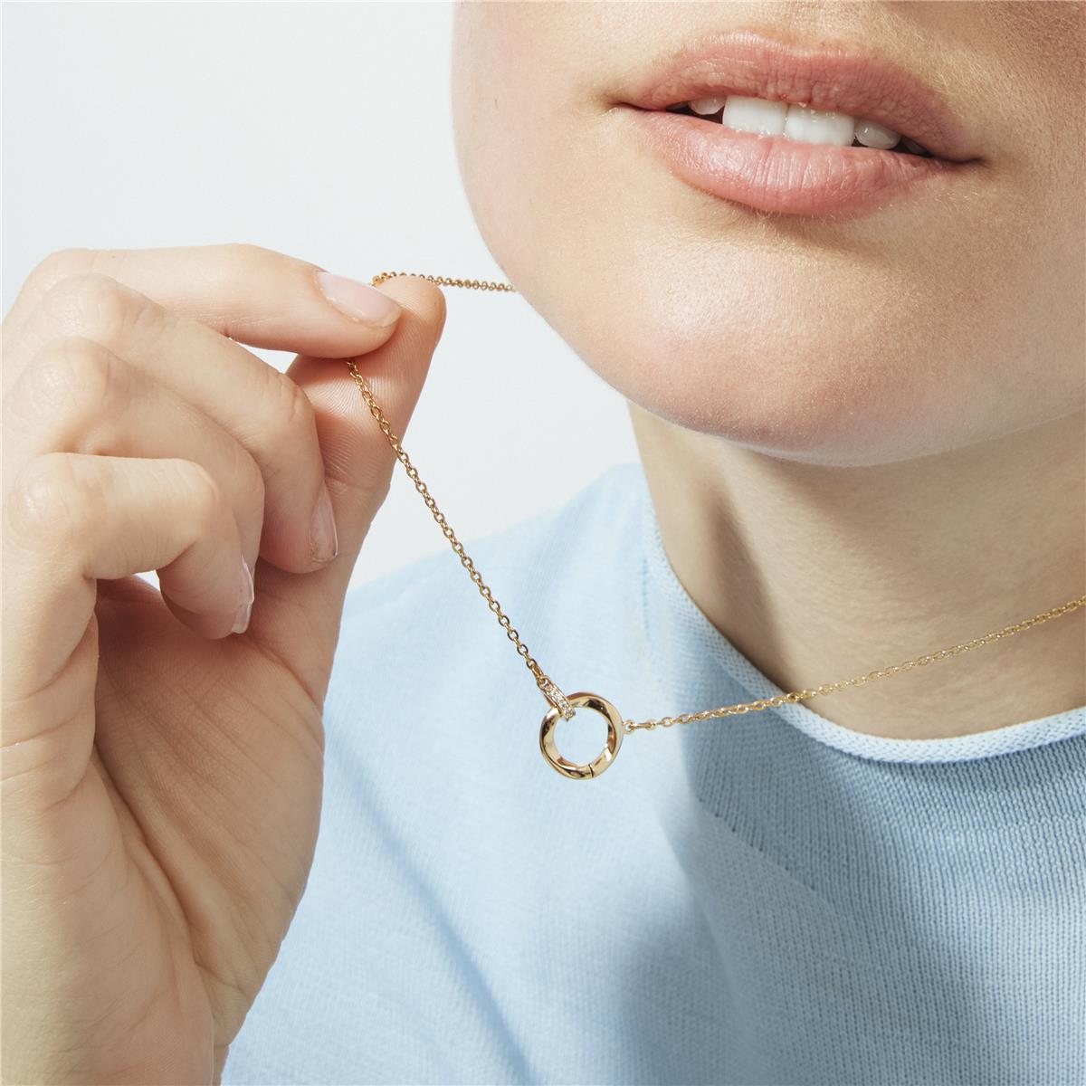 Bright Zircon Necklace with 18k Rose Gold Finish - Sarok