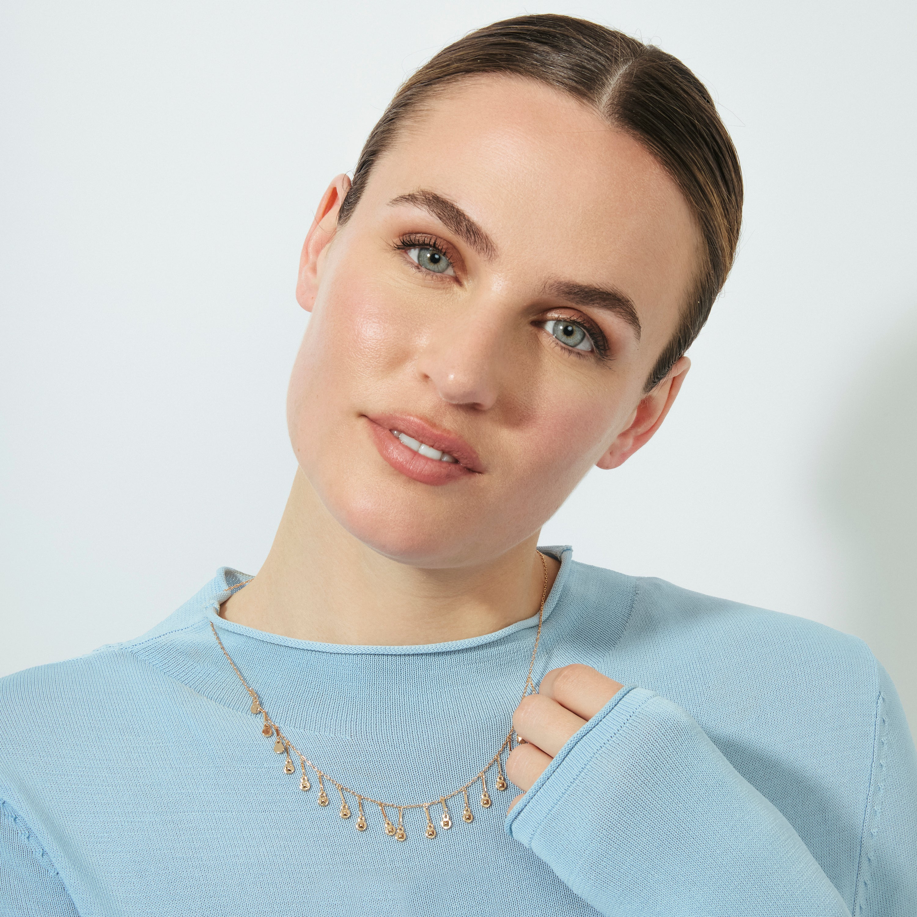 Halskette mit funkelndem Zirkonia, 18k Roségold-Finish – Yaferth