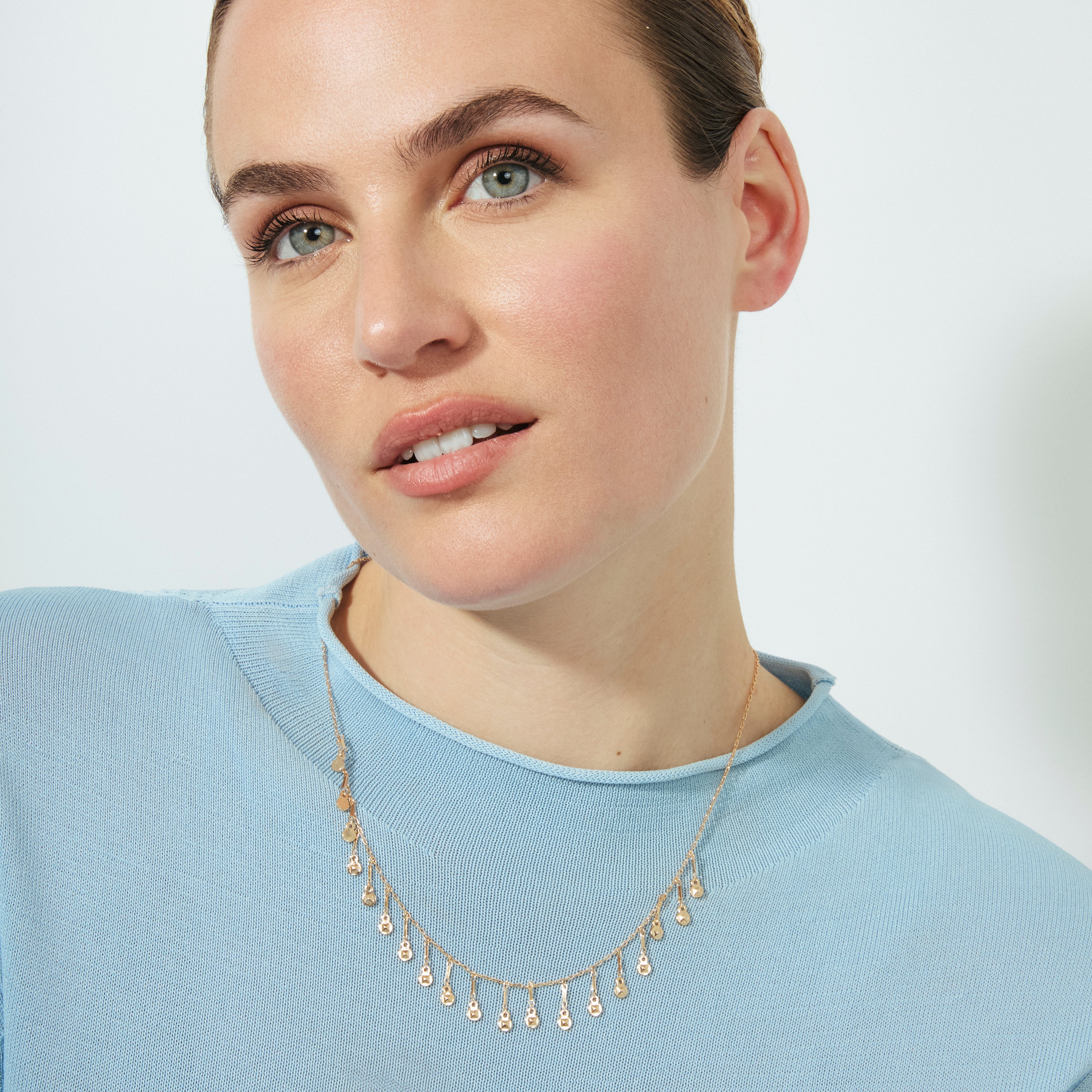 Halskette mit funkelndem Zirkonia, 18k Roségold-Finish – Yaferth
