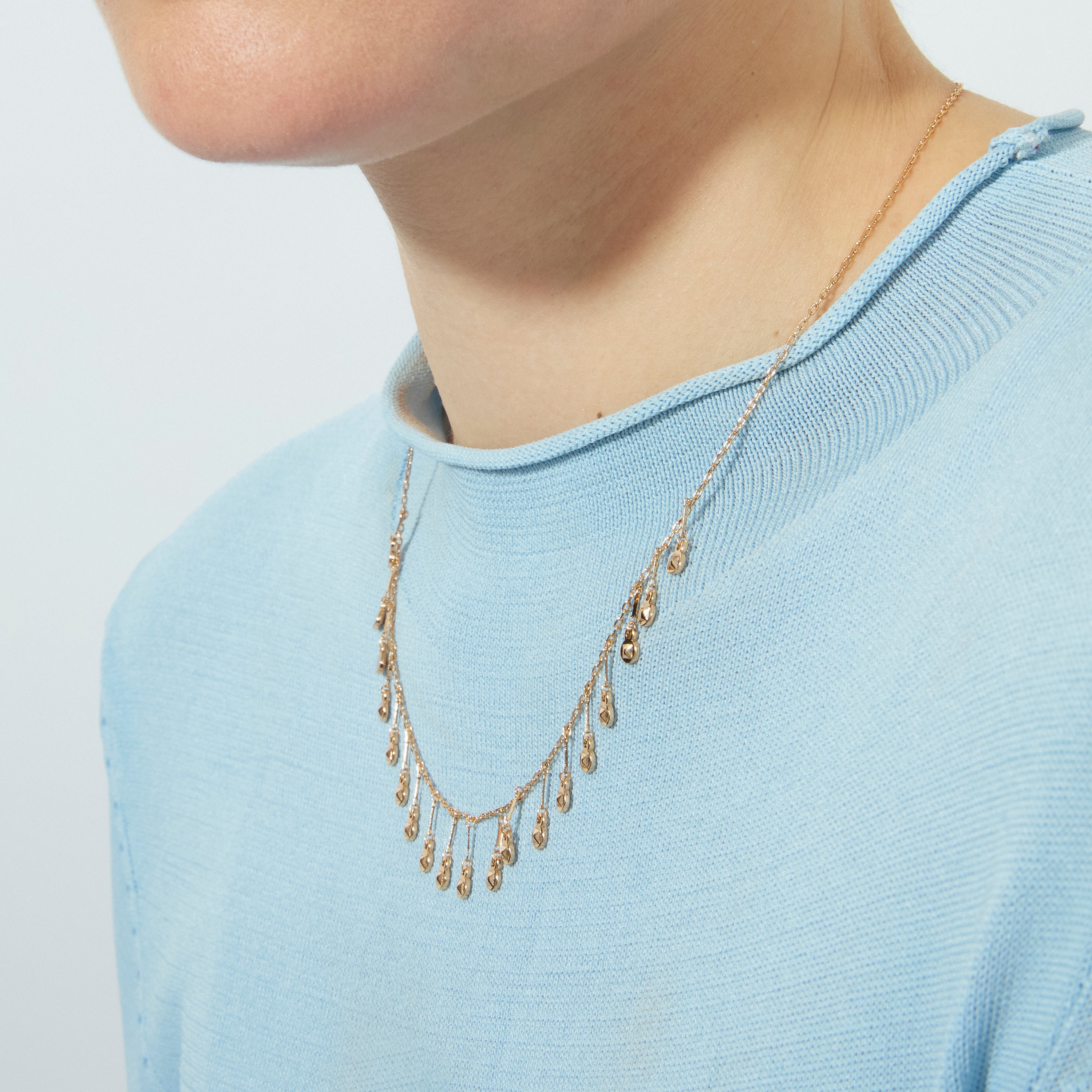 Halskette mit funkelndem Zirkonia, 18k Roségold-Finish – Yaferth