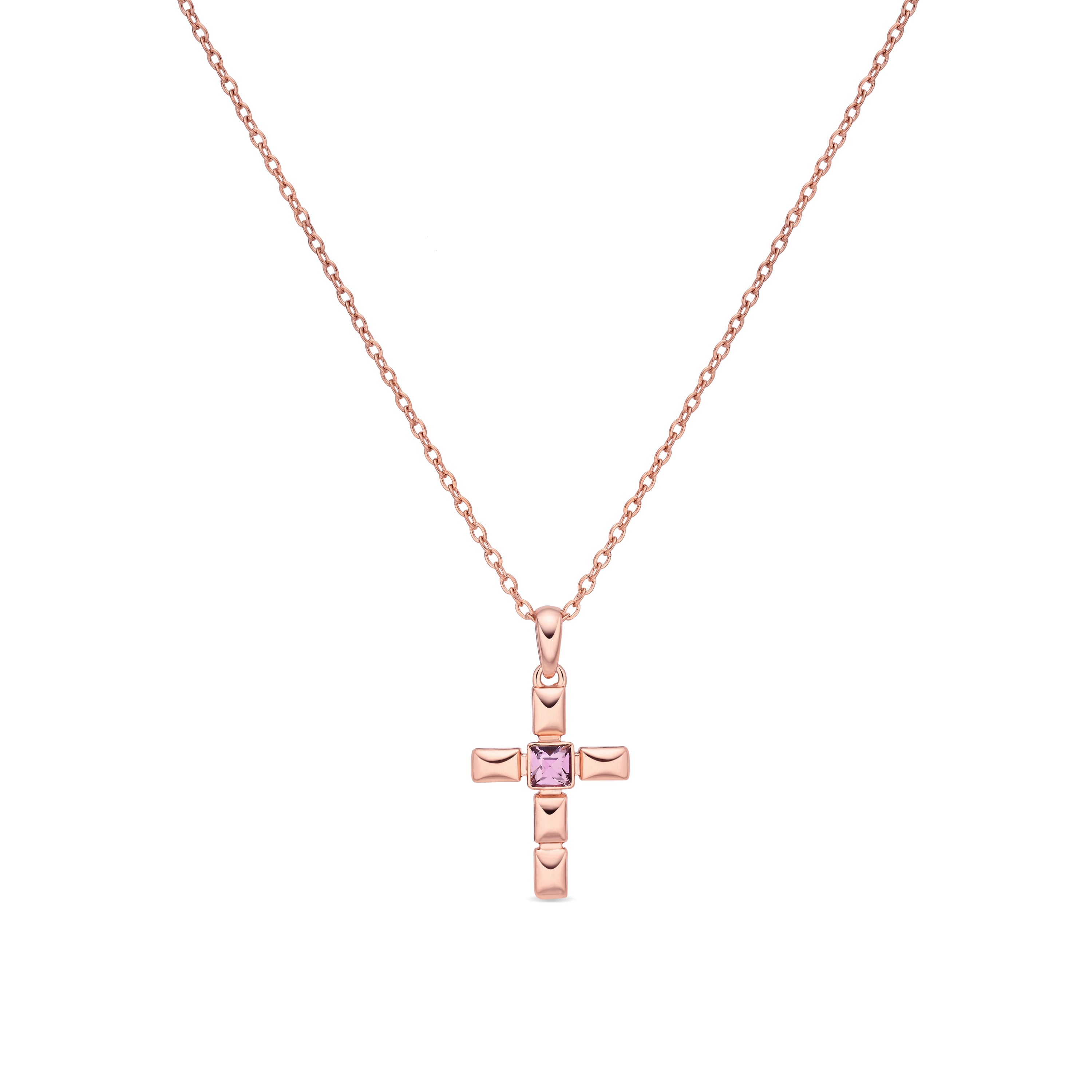 Amethyst Zircon Necklace with 18k Rose Gold Finish - Dawon