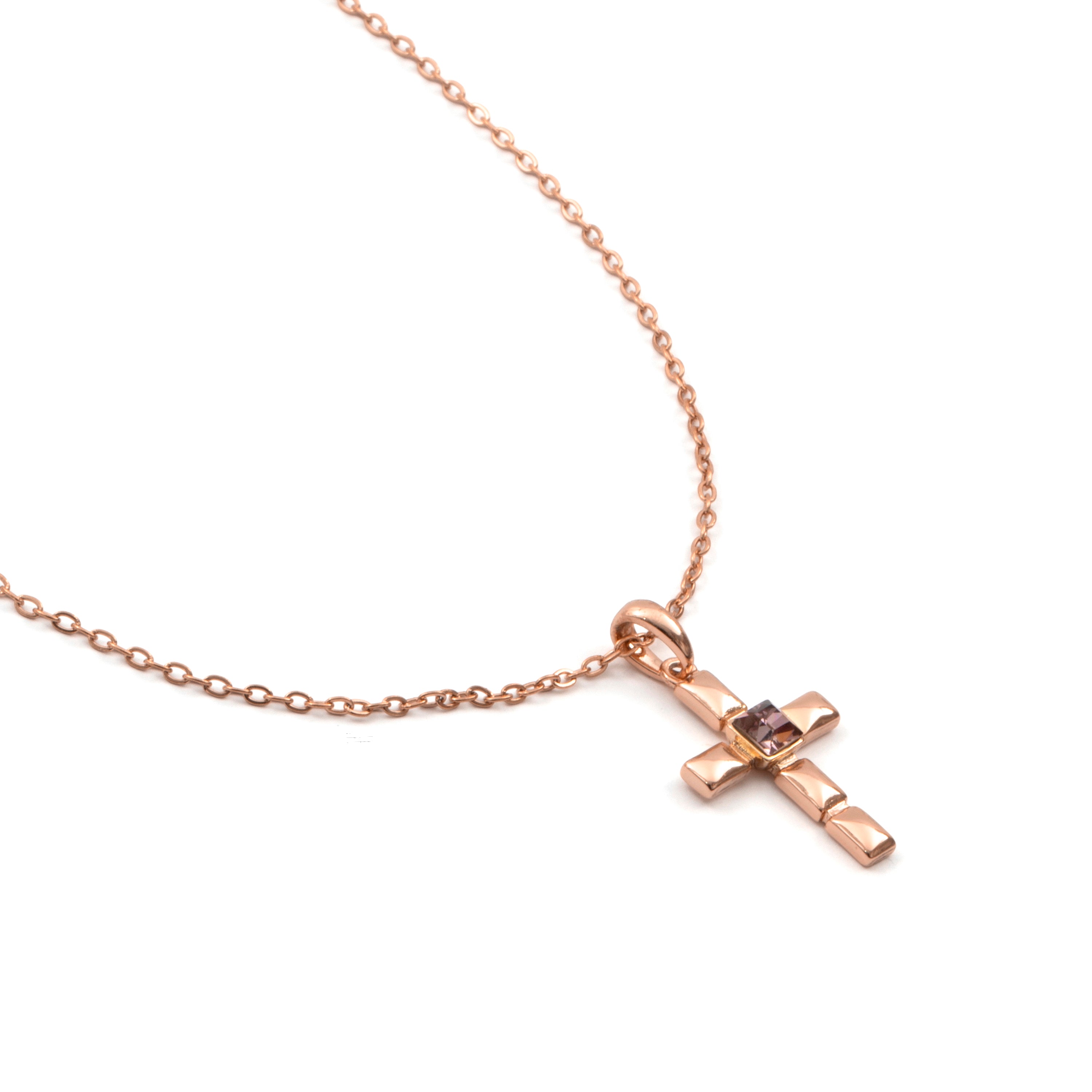 Amethyst Zircon Necklace with 18k Rose Gold Finish - Dawon