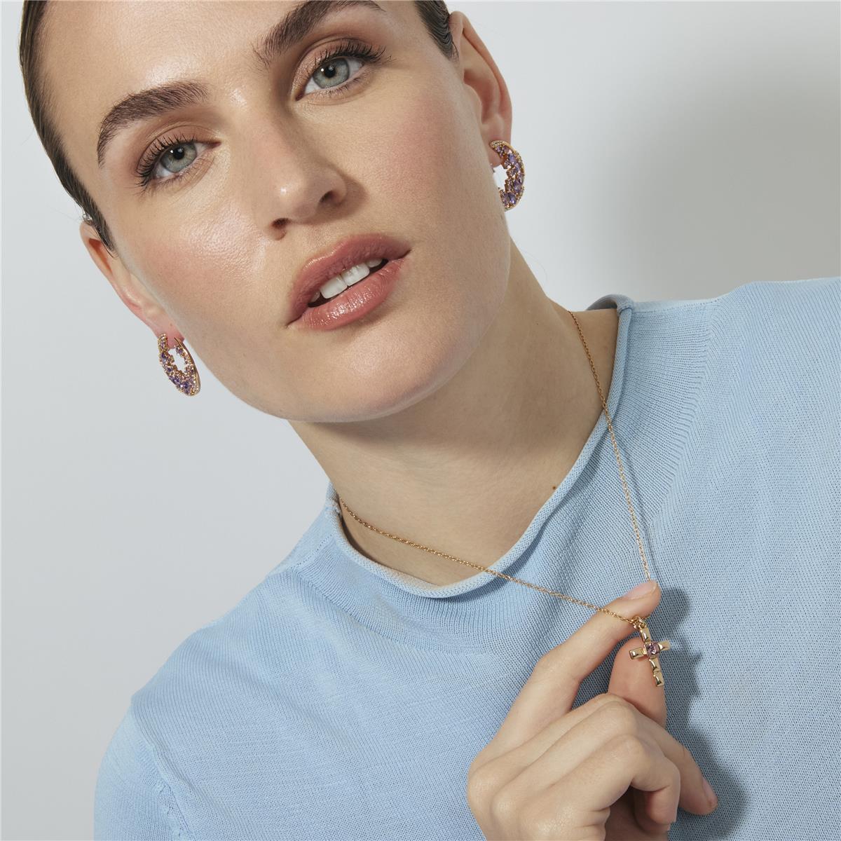 Amethyst Zircon Necklace with 18k Rose Gold Finish - Dawon
