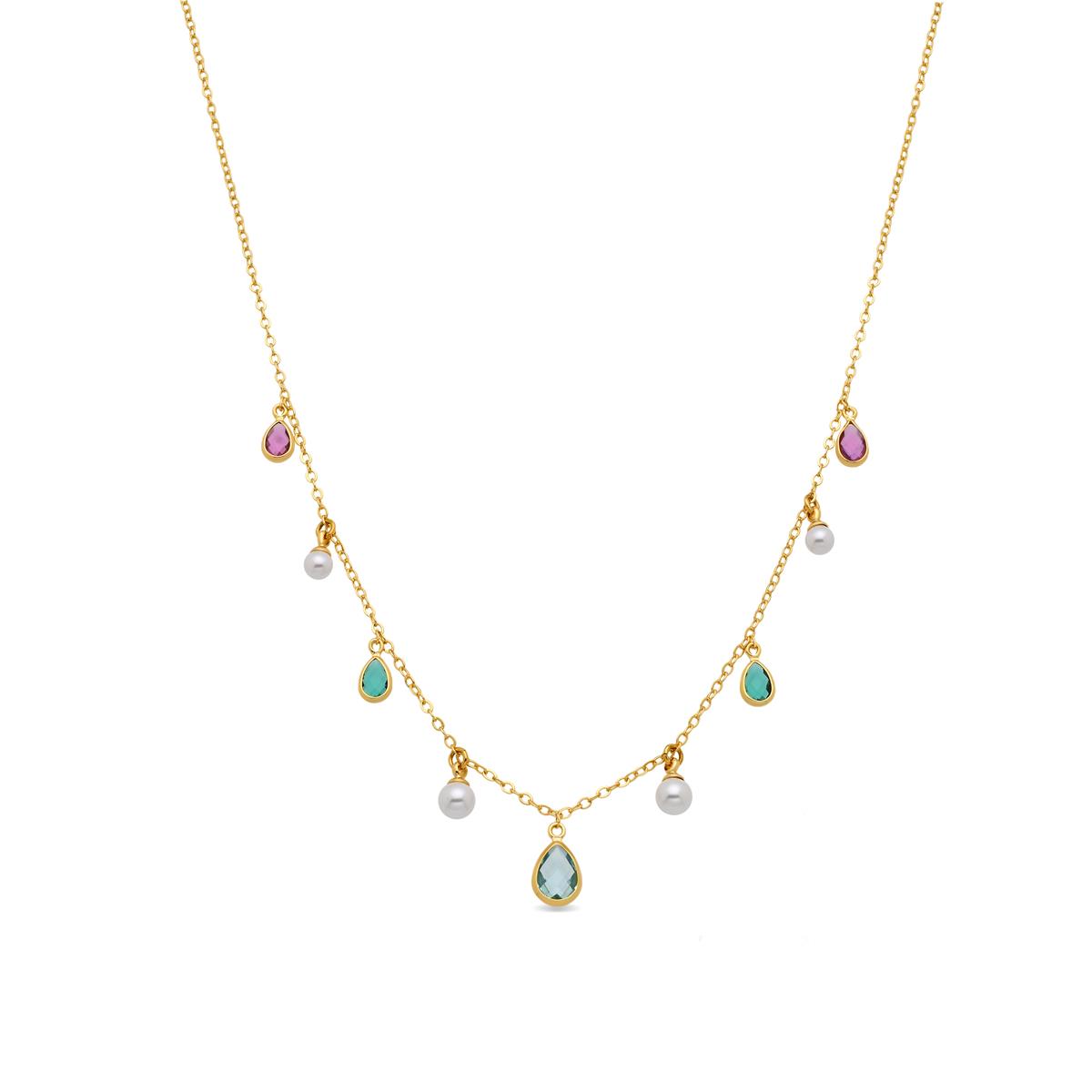 Collar de Aleación de Metal y Perla Blanca acabado en oro rosa de 18k - Cainhtsi