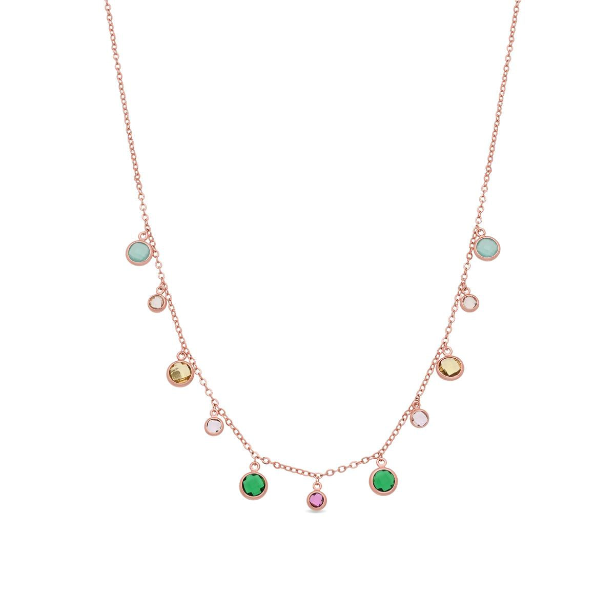 Collier en alliage de métal et zircon multicolore finition or rose 18 carats - Huis