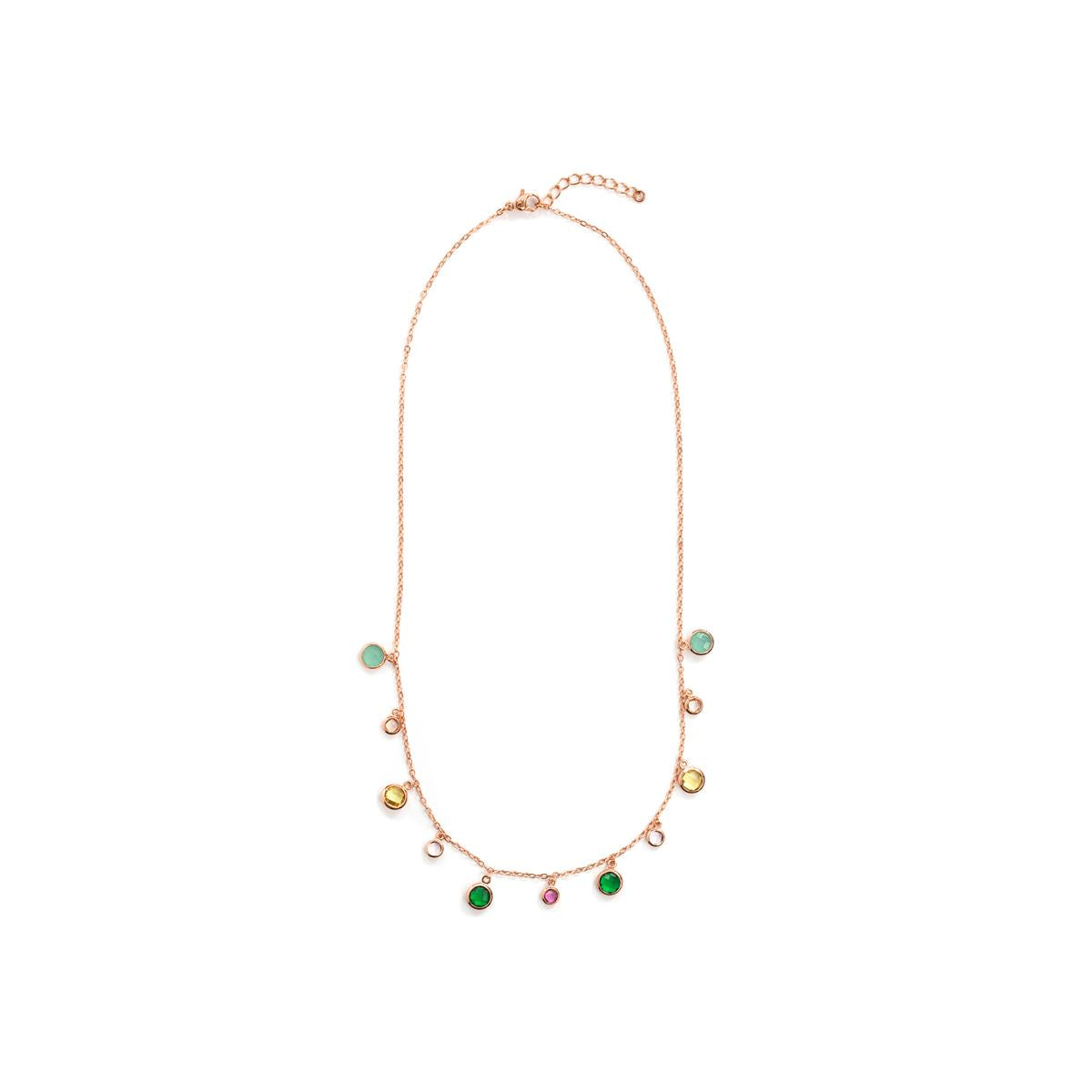 Collier en alliage de métal et zircon multicolore finition or rose 18 carats - Huis