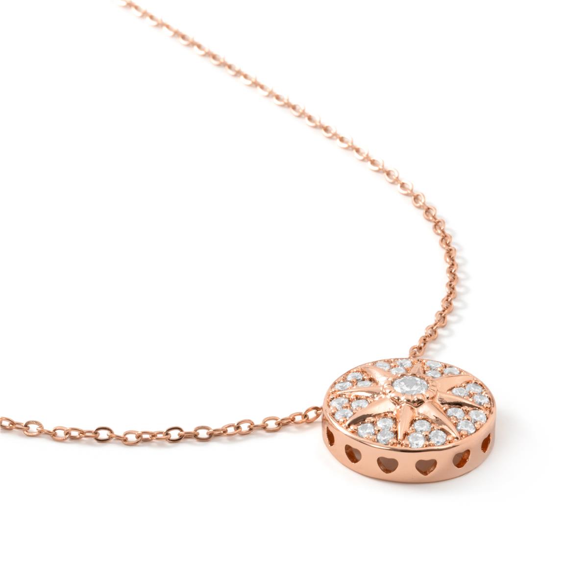 Collana in lega di metallo e zircone brillante con finitura in oro rosa 18k - Fredry