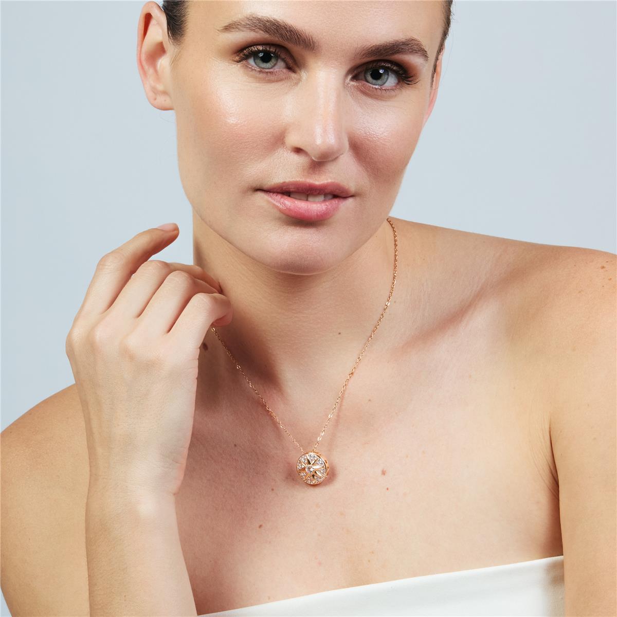 Collana in lega di metallo e zircone brillante con finitura in oro rosa 18k - Fredry
