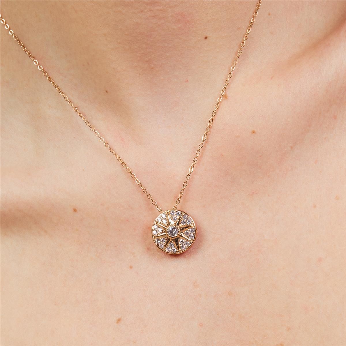 Collana in lega di metallo e zircone brillante con finitura in oro rosa 18k - Fredry