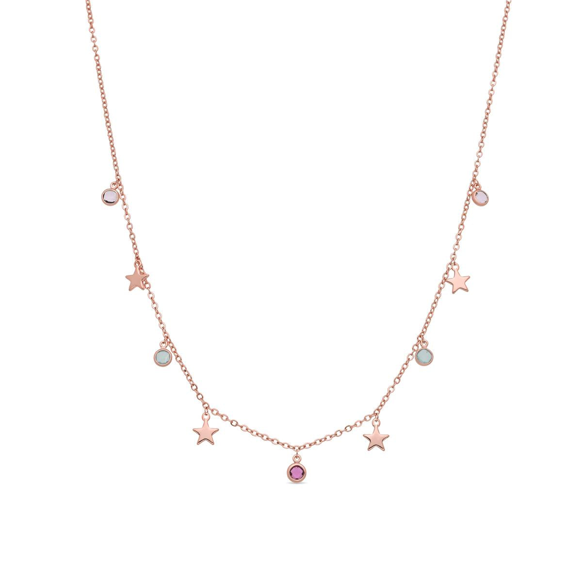 Collana in lega metallica e zirconi multicolore con finitura in oro rosa 18k - Naru