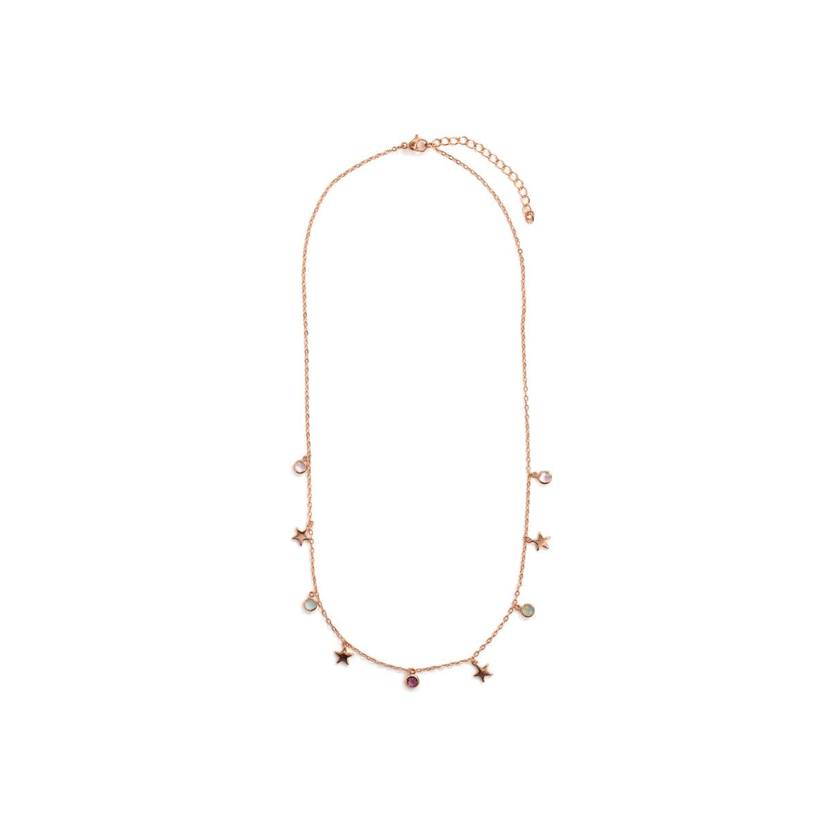 Collana in lega metallica e zirconi multicolore con finitura in oro rosa 18k - Naru