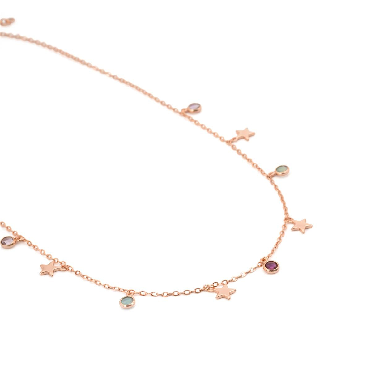 Collana in lega metallica e zirconi multicolore con finitura in oro rosa 18k - Naru