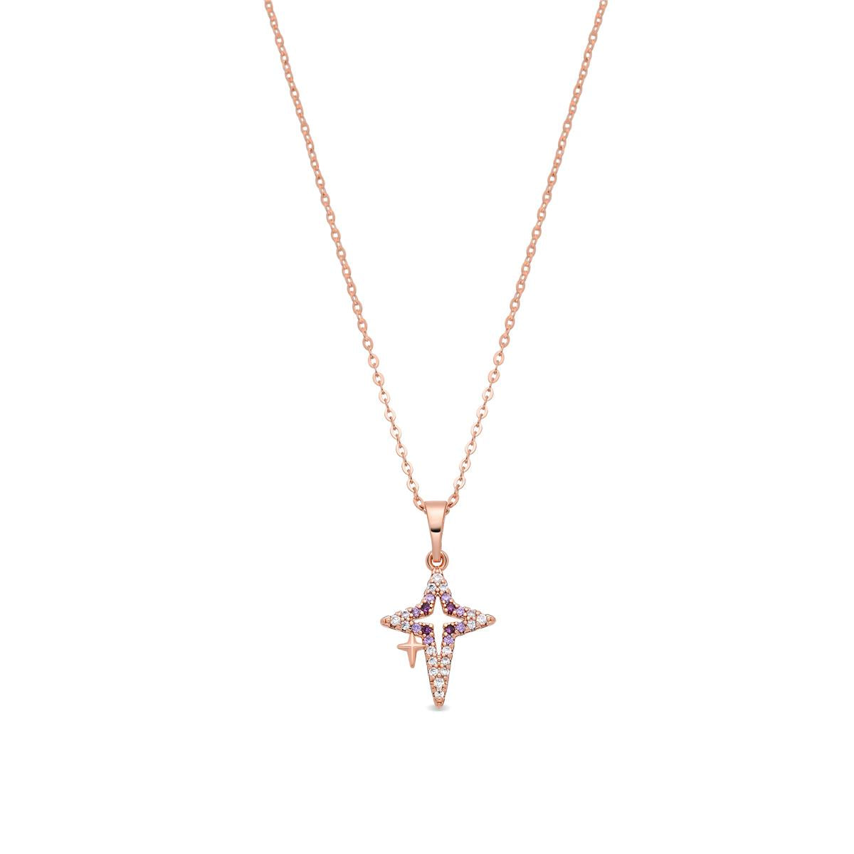 Collier en alliage de métal et zircon brillant finition or rose 18 carats - Kailial