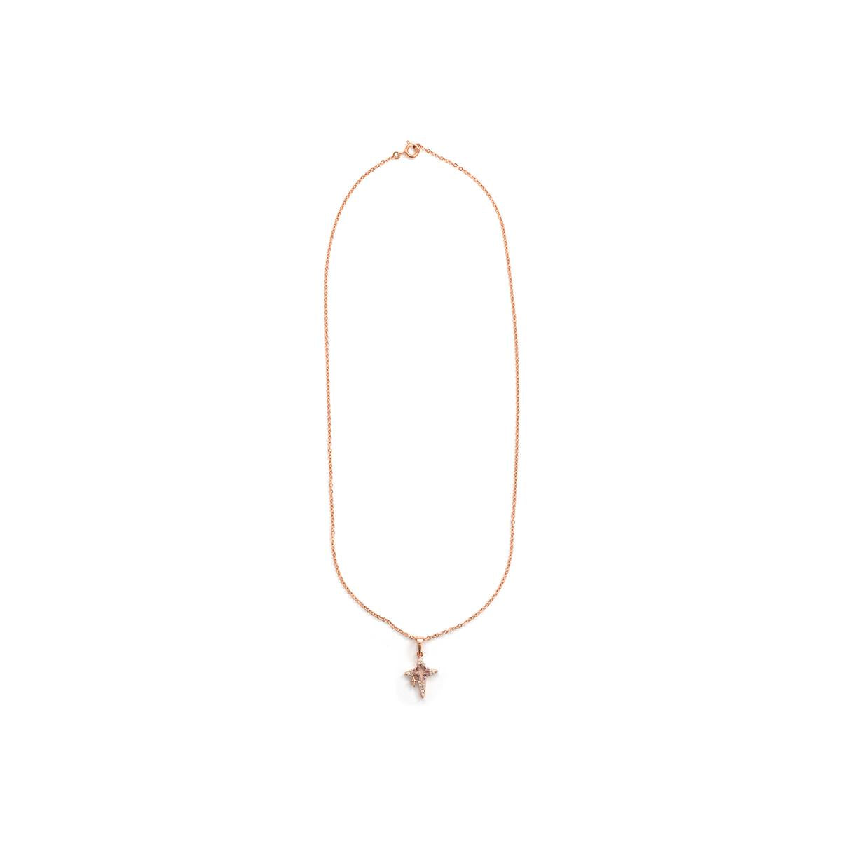 Collier en alliage de métal et zircon brillant finition or rose 18 carats - Kailial