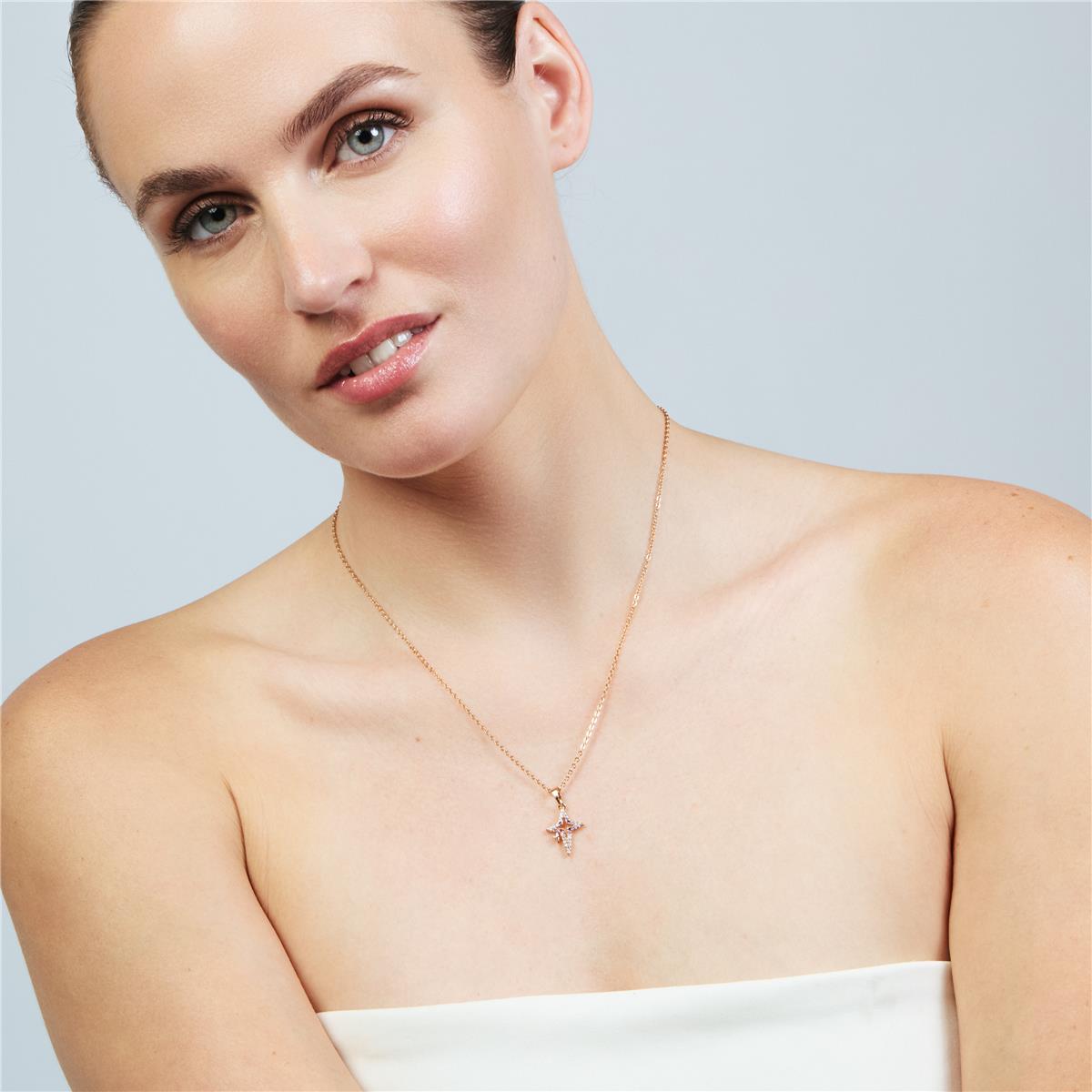 Collier en alliage de métal et zircon brillant finition or rose 18 carats - Kailial
