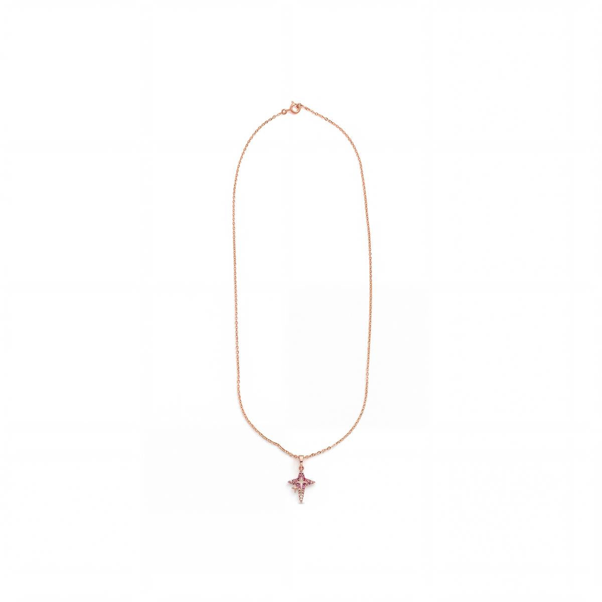 Collier en alliage de métal et zircon rubis finition or rose 18 carats - Kailial