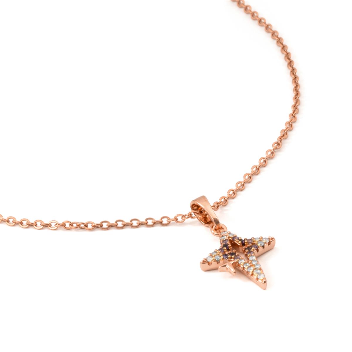 Collier en alliage de métal et zircon rubis finition or rose 18 carats - Kailial