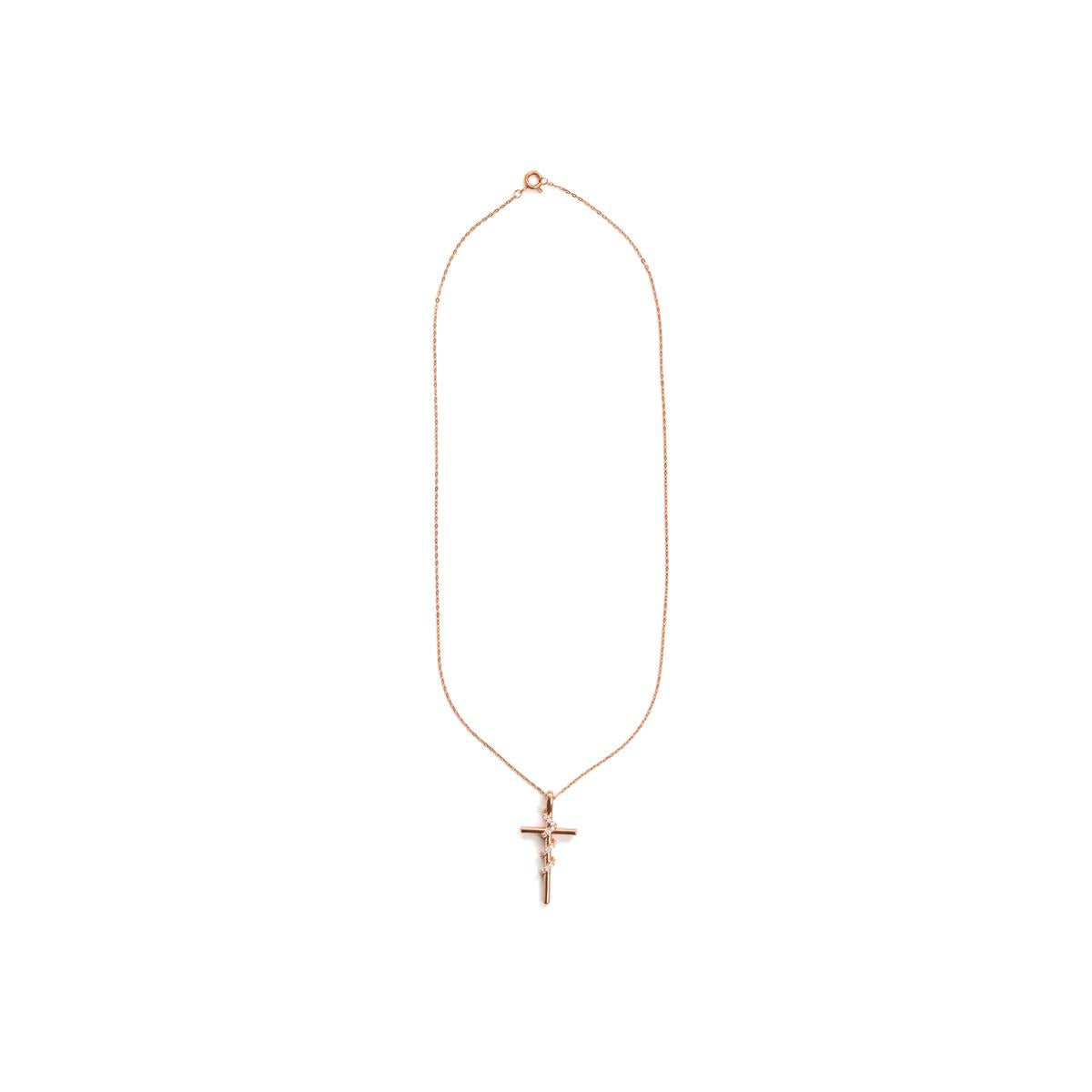 Collana in lega di metallo e zircone brillante con finitura in oro rosa 18k - Croce