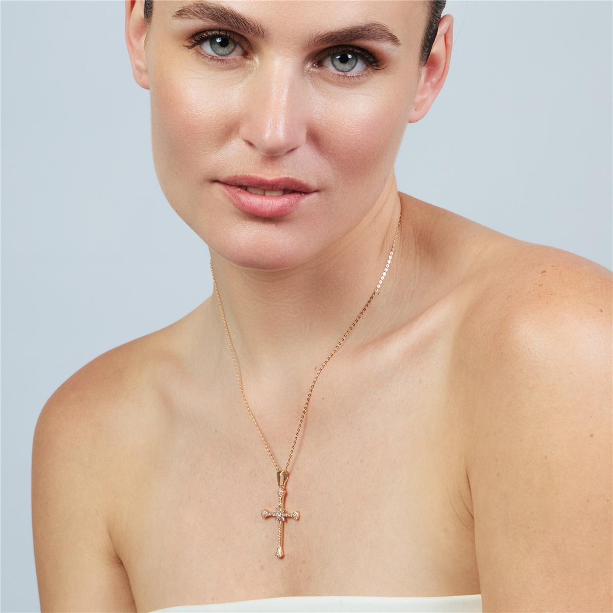 Collar Cruz acabado oro rosa 18k - Cruz