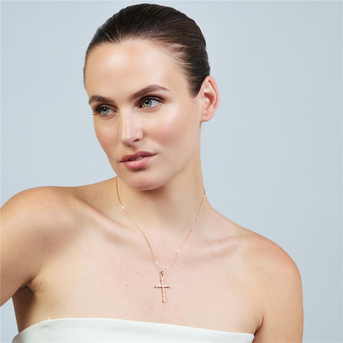 Collar Cruz acabado oro rosa 18k - Cruz