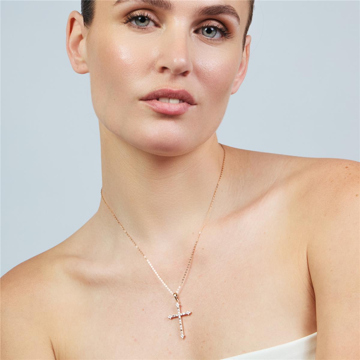 Collar Cruz acabado oro rosa 18k - Cruz
