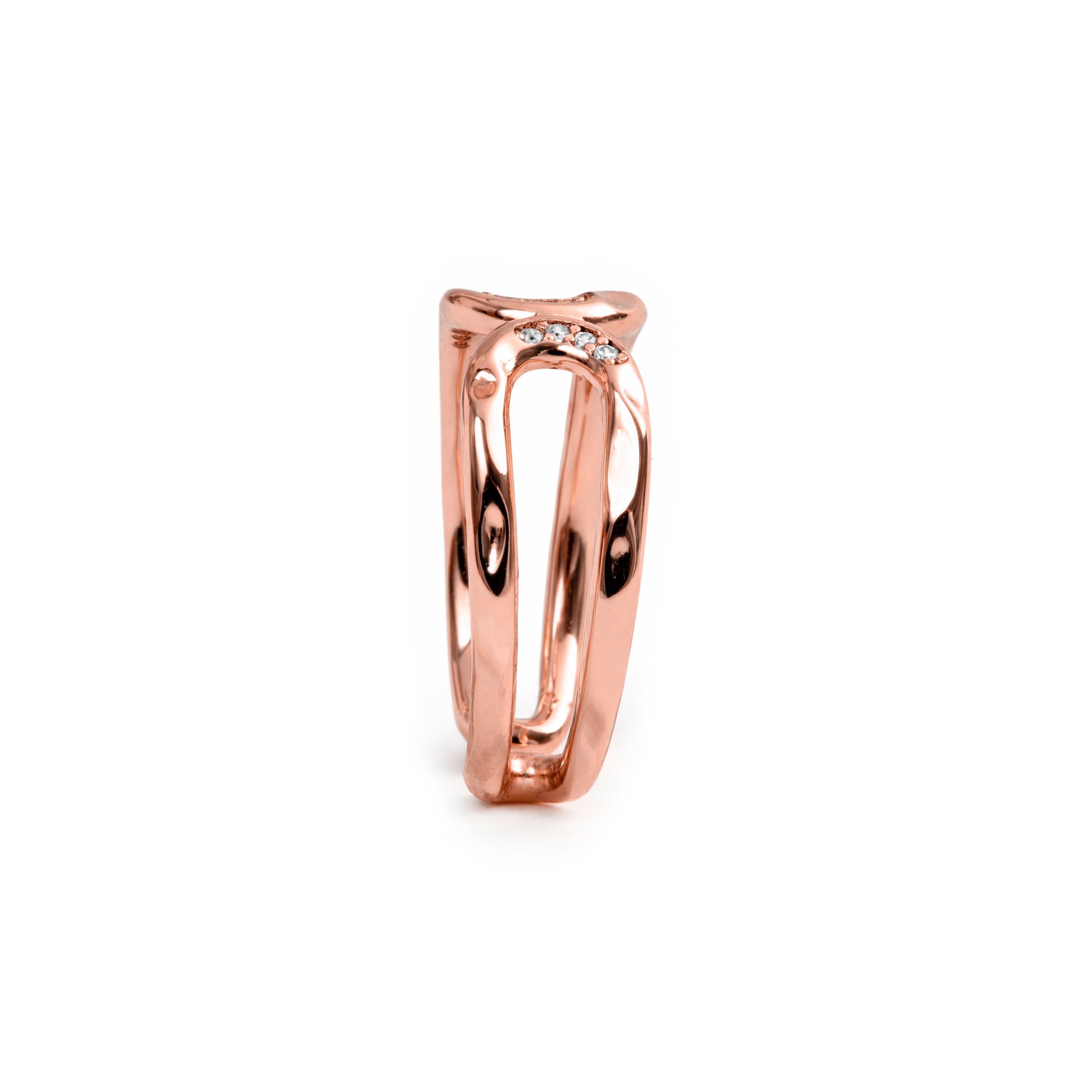Glänzender Zirkonring mit 18-karätiger Roségoldfassung - Resim