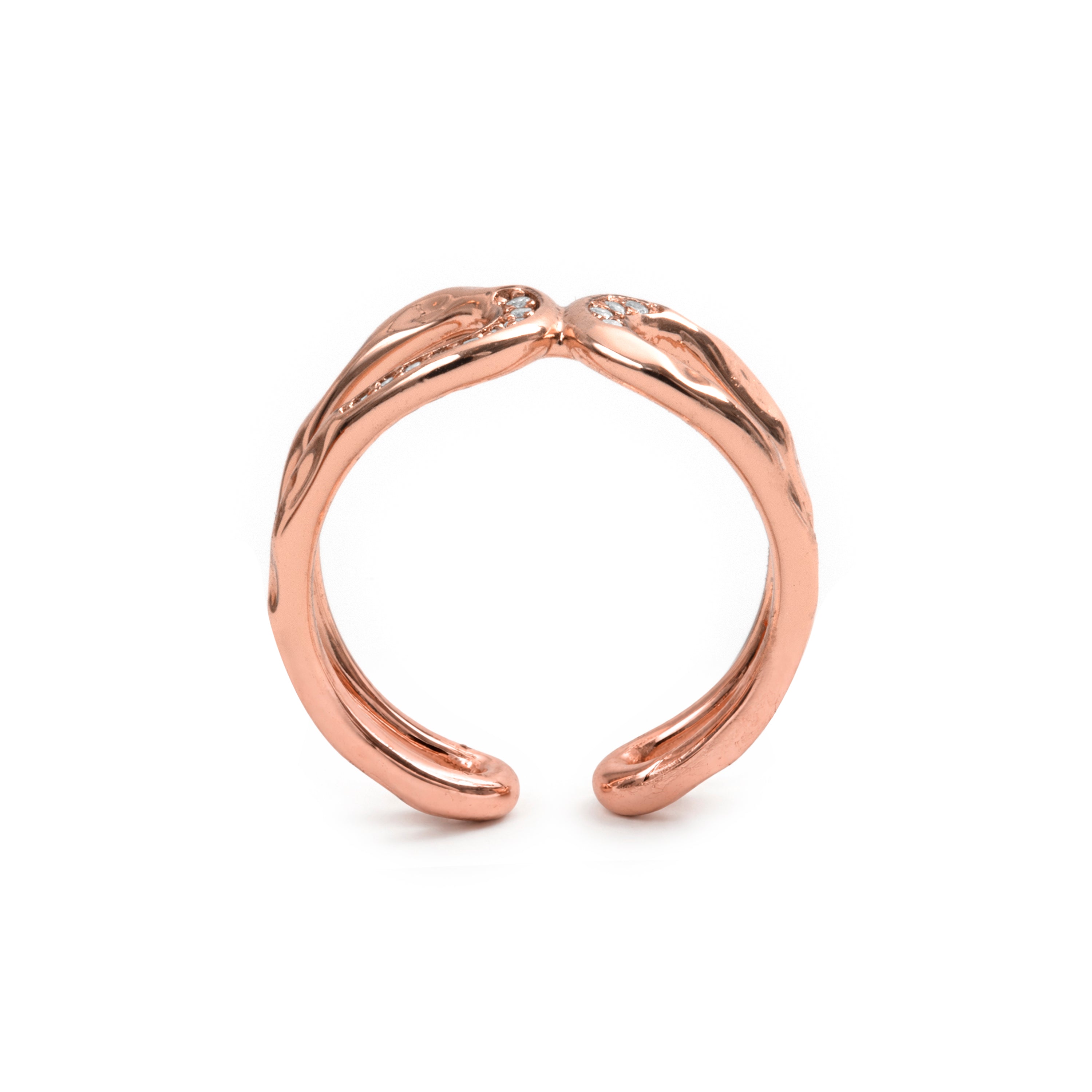 Glänzender Zirkonring mit 18-karätiger Roségoldfassung - Resim