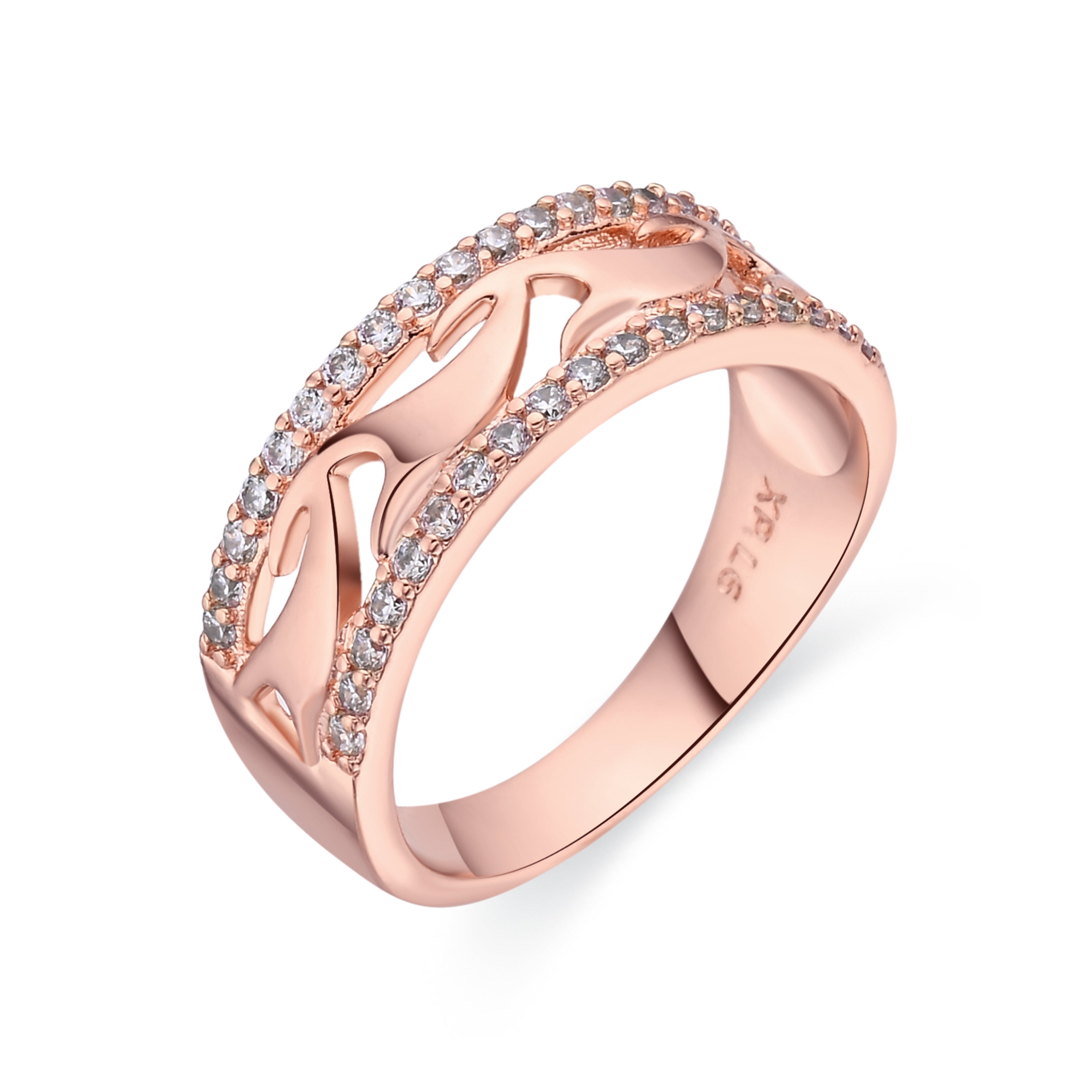 Anello con zircone brillante finitura in oro rosa 18k - Lakud