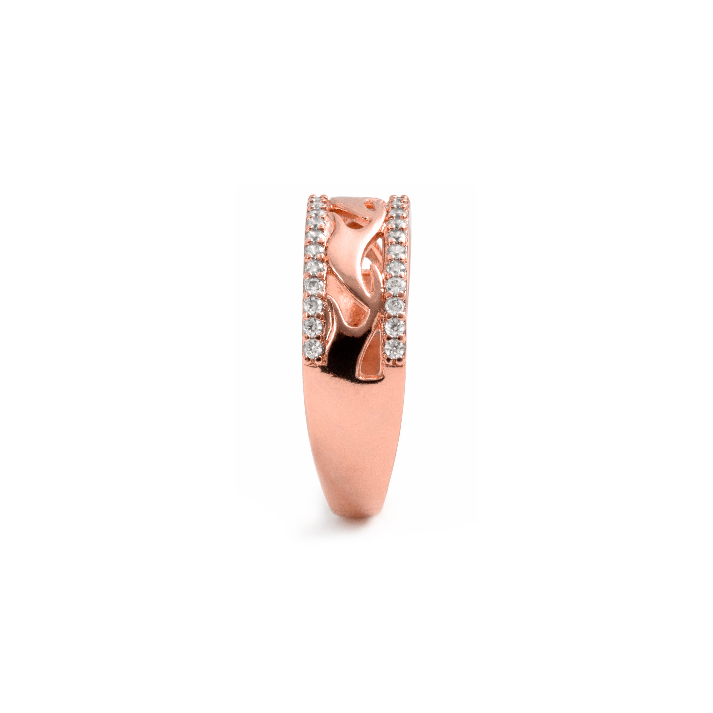 Anello con zircone brillante finitura in oro rosa 18k - Lakud