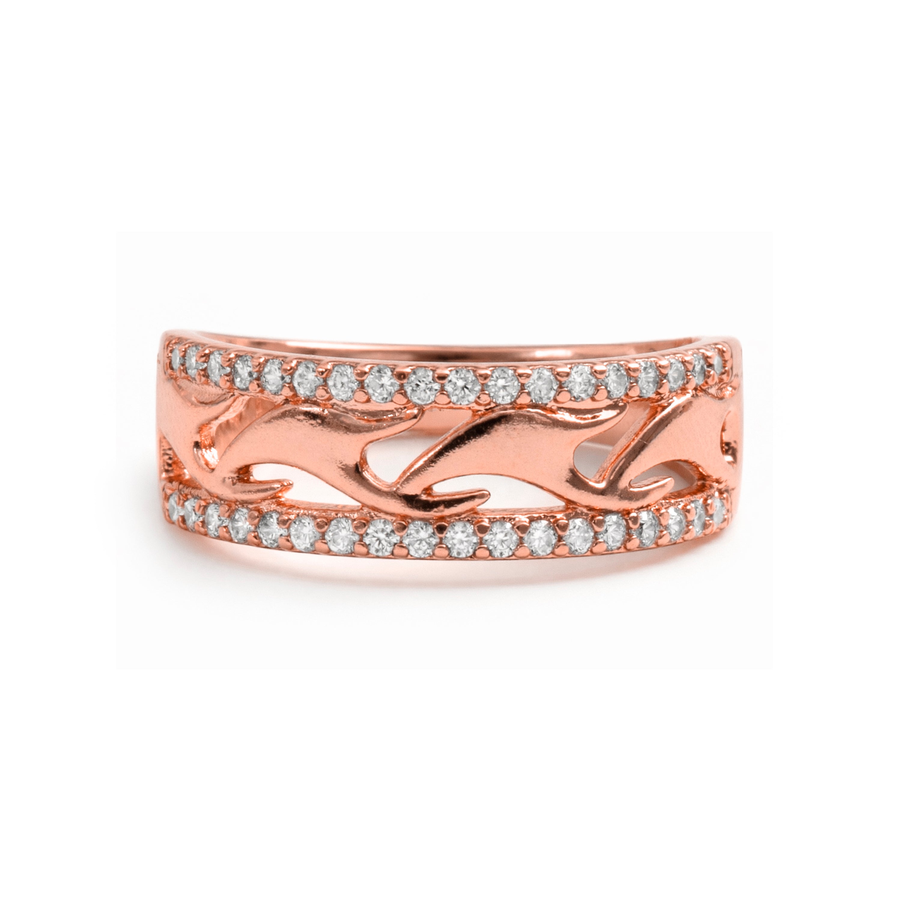 Anello con zircone brillante finitura in oro rosa 18k - Lakud